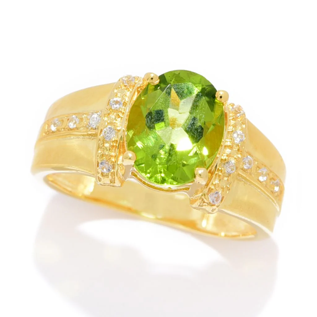 18K Gold Plated 1.94ctw Arizona Peridot & White Zircon Ring - Image 3