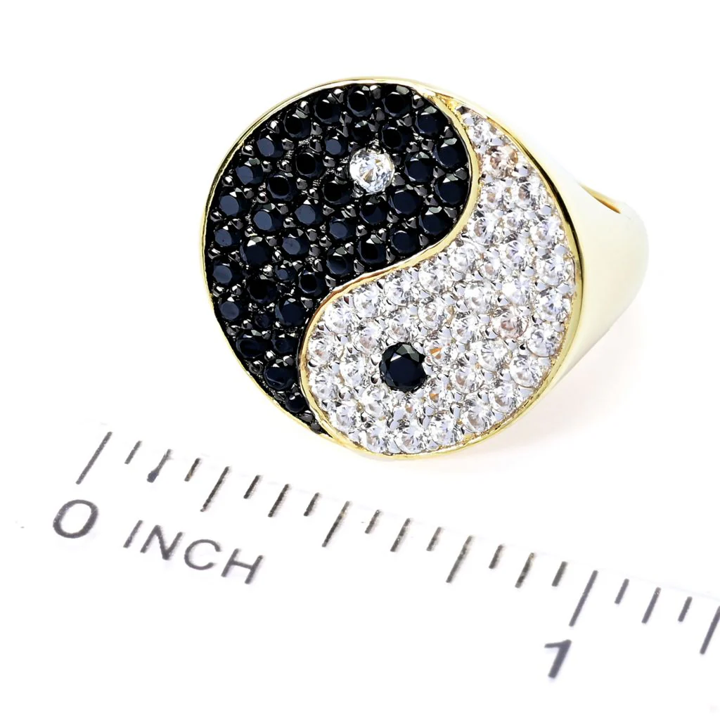18K Gold Plated 2.58ctw White Zircon & Spinel Yin & Yang Ring - Image 2