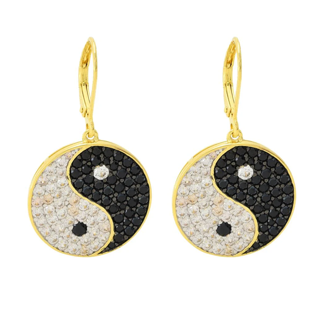 18K Gold Plated 5.24ctw Zircon & Spinel Yin & Yang Drop Earrings