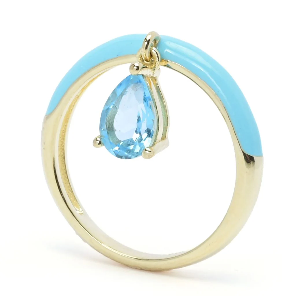 18K Gold Plated Choice of Enamel & Gemstone Charm Ring - Image 2