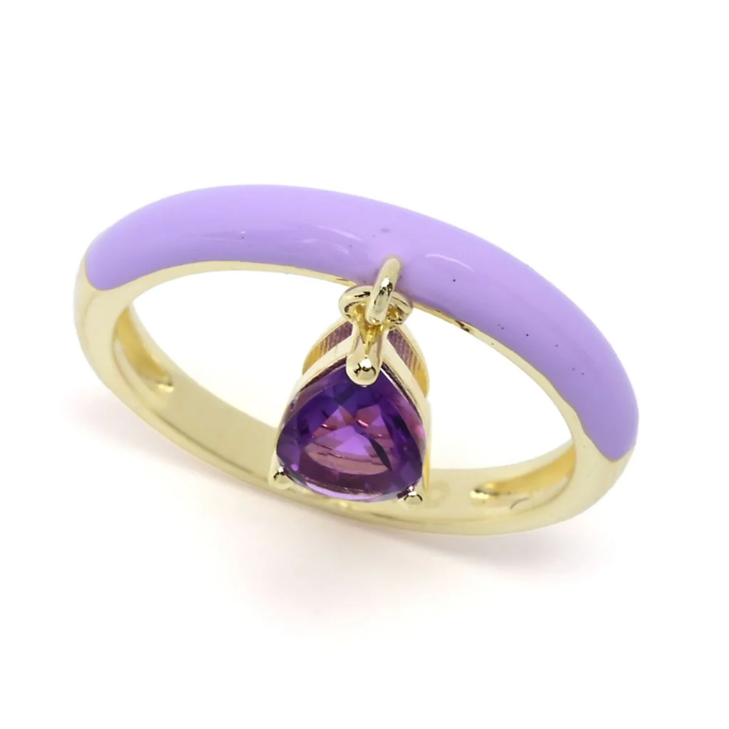 18K Gold Plated Choice of Enamel & Gemstone Charm Ring - Image 6