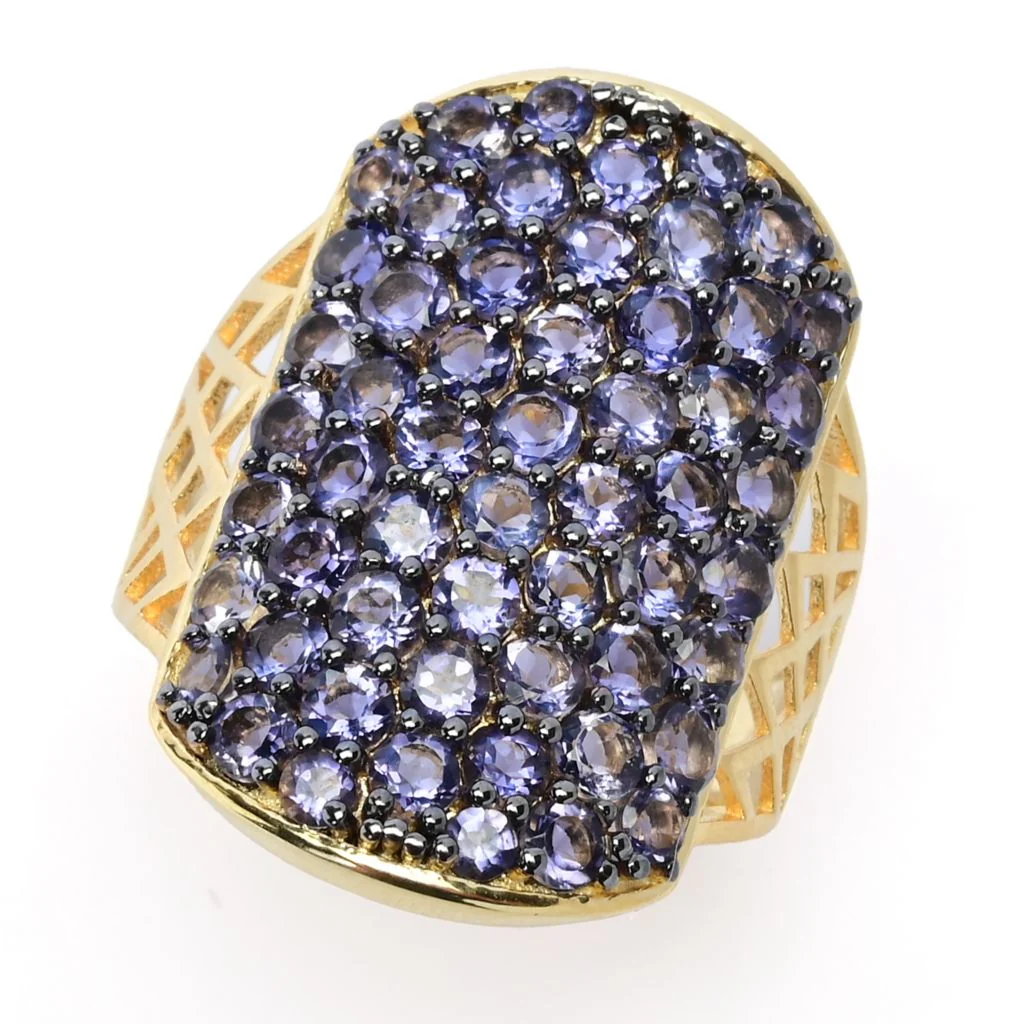 18K Gold Plated Choice of Exotic Gemstone Pave ID "Dog Tag" Ring