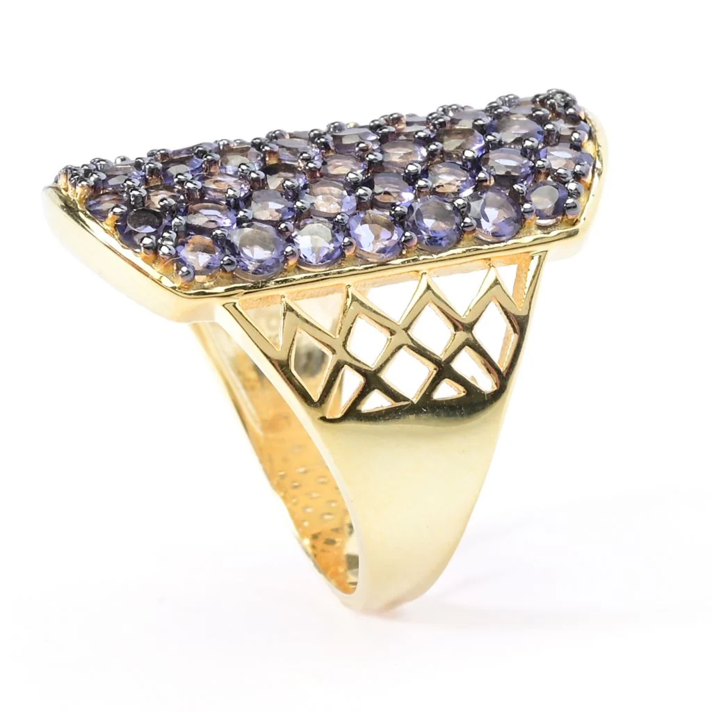18K Gold Plated Choice of Exotic Gemstone Pave ID "Dog Tag" Ring - Image 2