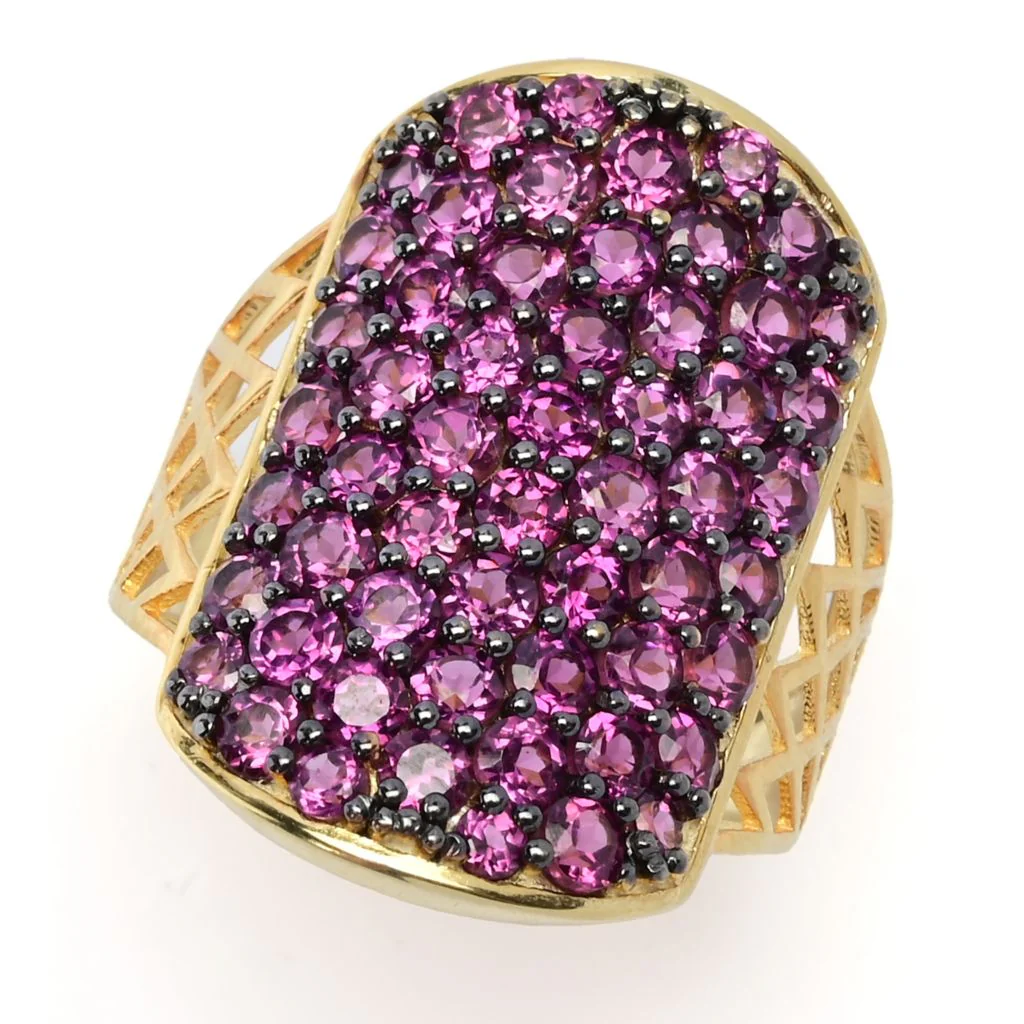 18K Gold Plated Choice of Exotic Gemstone Pave ID "Dog Tag" Ring - Image 4