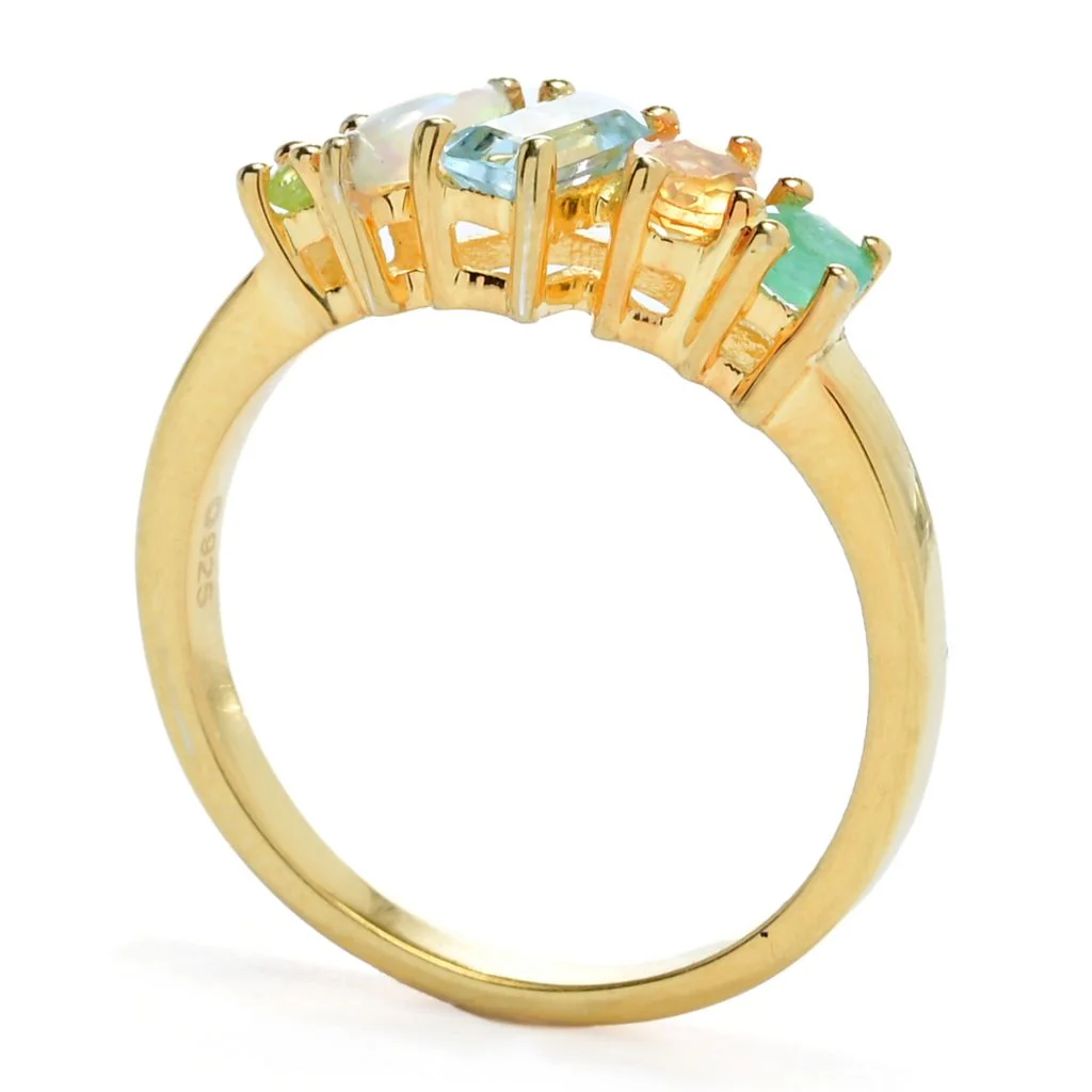 18K Gold Plated Choice of Gemstone "Peace" or "Dream" Acrostic Ring - Image 2