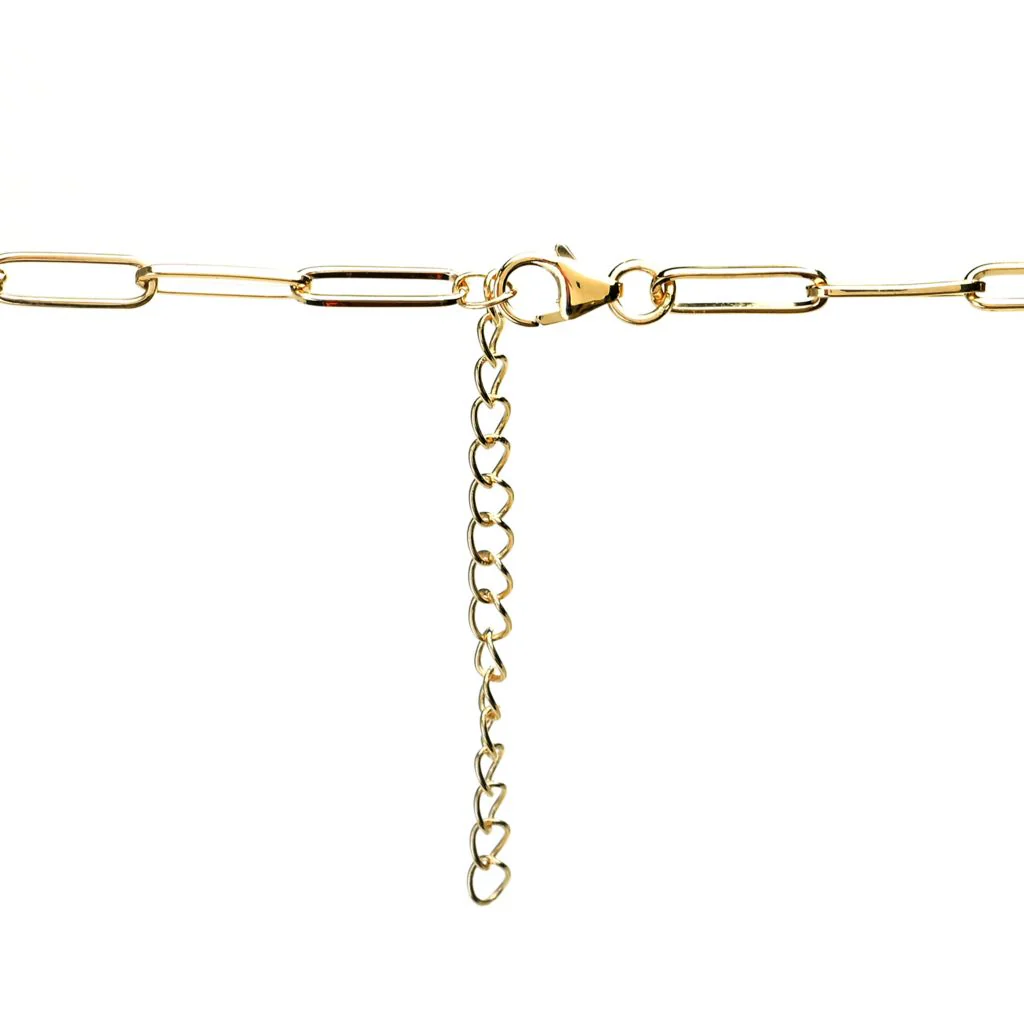 18K Gold Plated Choice of Length Arizona Peridot Paperclip Link Necklace - Image 2