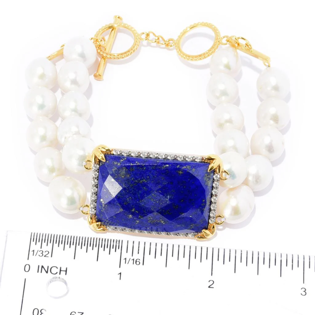18K Gold Plated Choice of Opaque Gem & Baroque Pearl Bracelet - Image 2