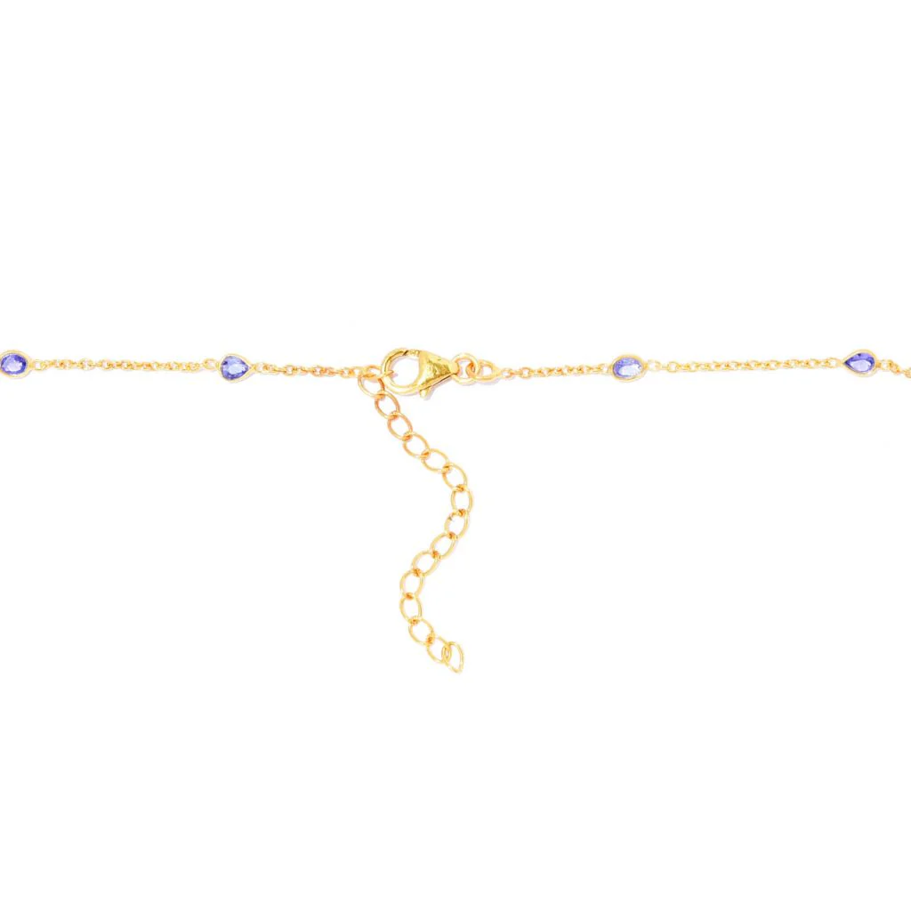 18K Gold Plated Tanzanite Station Choice of Length Necklace - Image 2