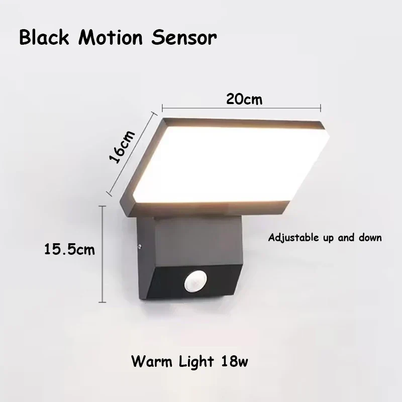 18W LED Outdoor Wall Light IP65 Waterproof Motion Sensor Foldable Modern Lamp - Image 7