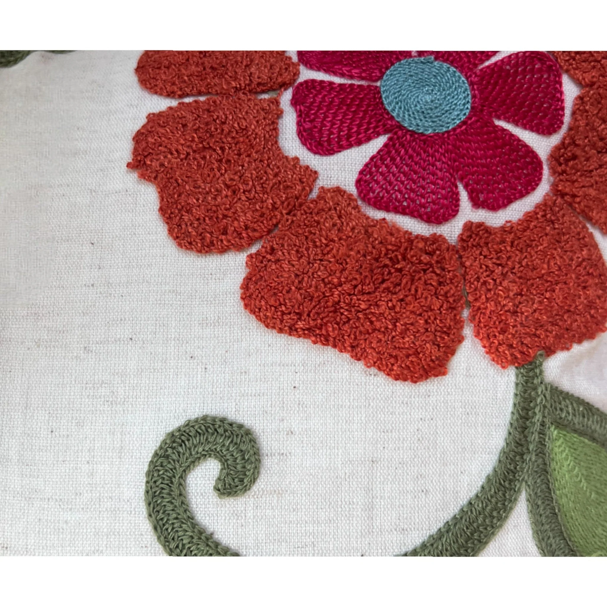18x18" Embroidered Floral Boho Floral Throw Pillow Decorative Cover - Image 10