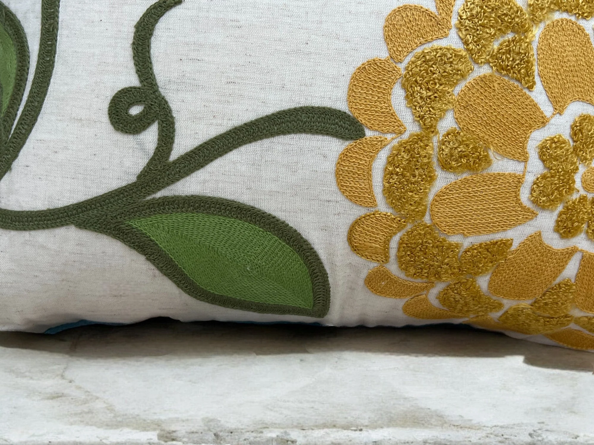 18x18" Embroidered Floral Boho Floral Throw Pillow Decorative Cover - Image 4