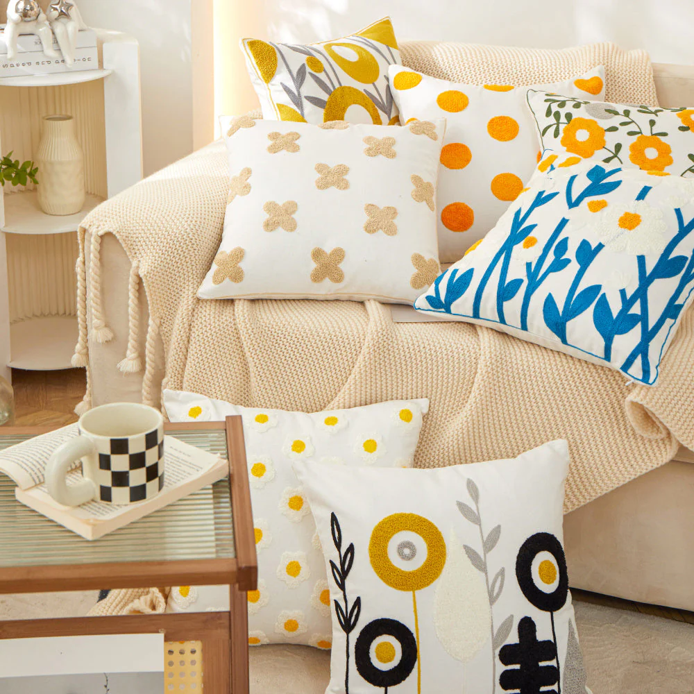 18"x18" Sunshine Blossom Whimsical Floral FULL set of Throw Pillow with insert - Image 11