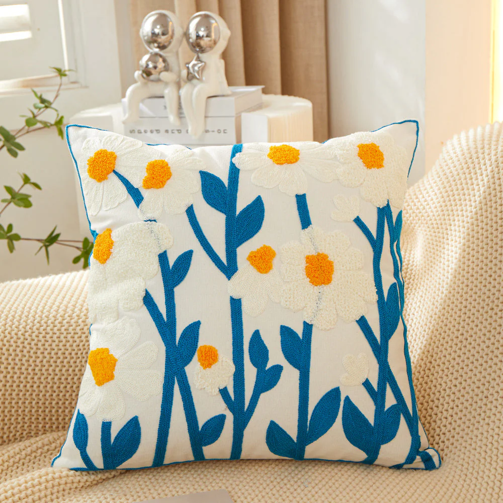 18"x18" Sunshine Blossom Whimsical Floral FULL set of Throw Pillow with insert - Image 5