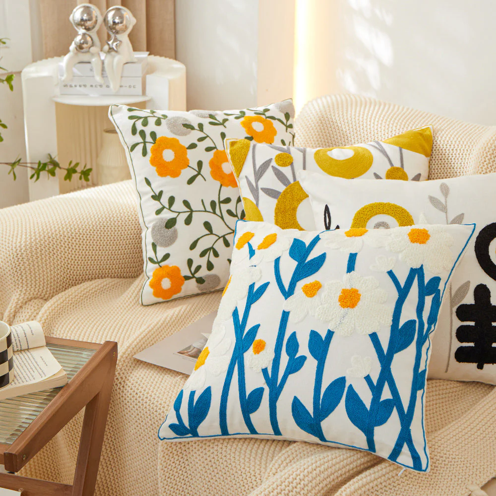 18"x18" Sunshine Blossom Whimsical Floral FULL set of Throw Pillow with insert - Image 6