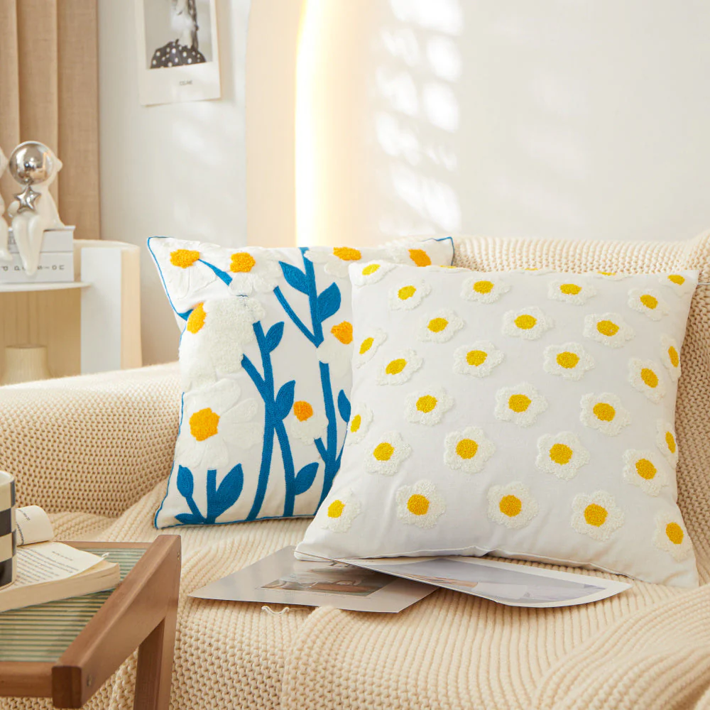 18"x18" Sunshine Blossom Whimsical Floral FULL set of Throw Pillow with insert - Image 7