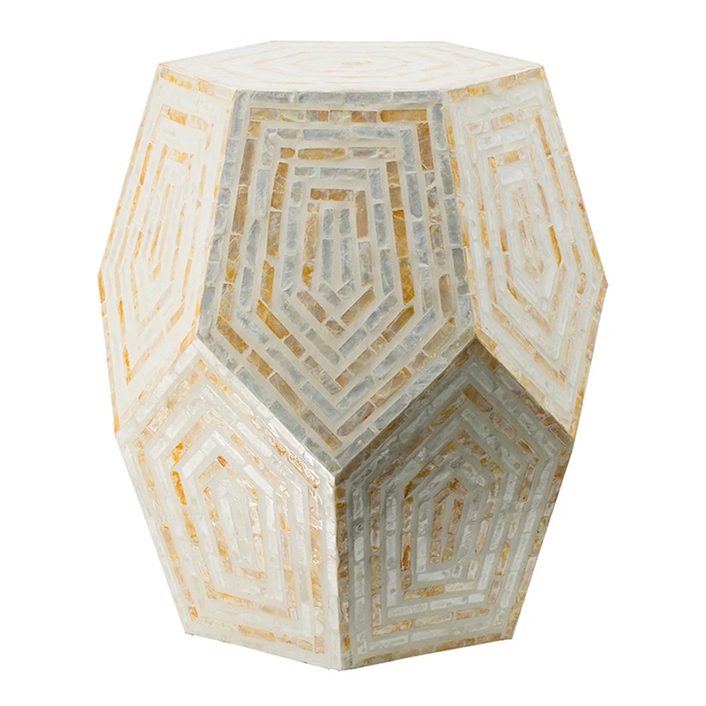 18x18x21" Hexagonal Capes Capiz Stool Cream/Yellow - Image 2