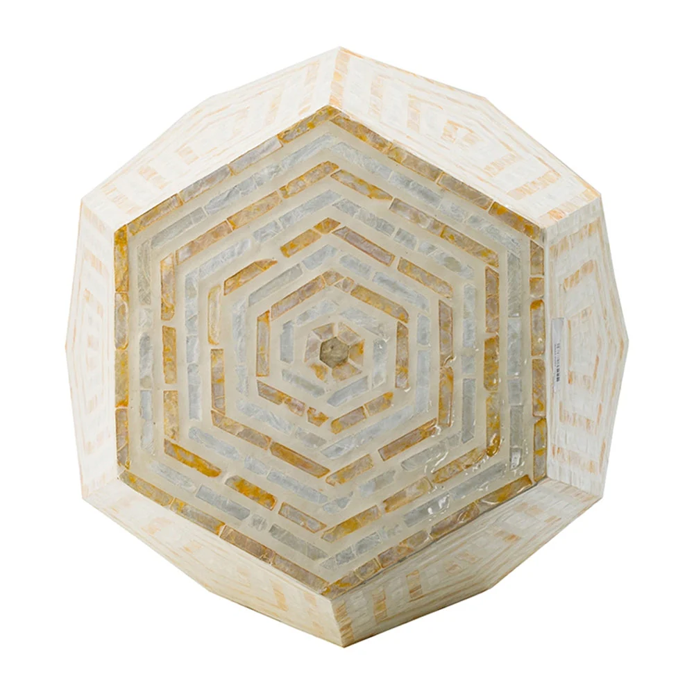 18x18x21" Hexagonal Capes Capiz Stool Cream/Yellow - Image 4