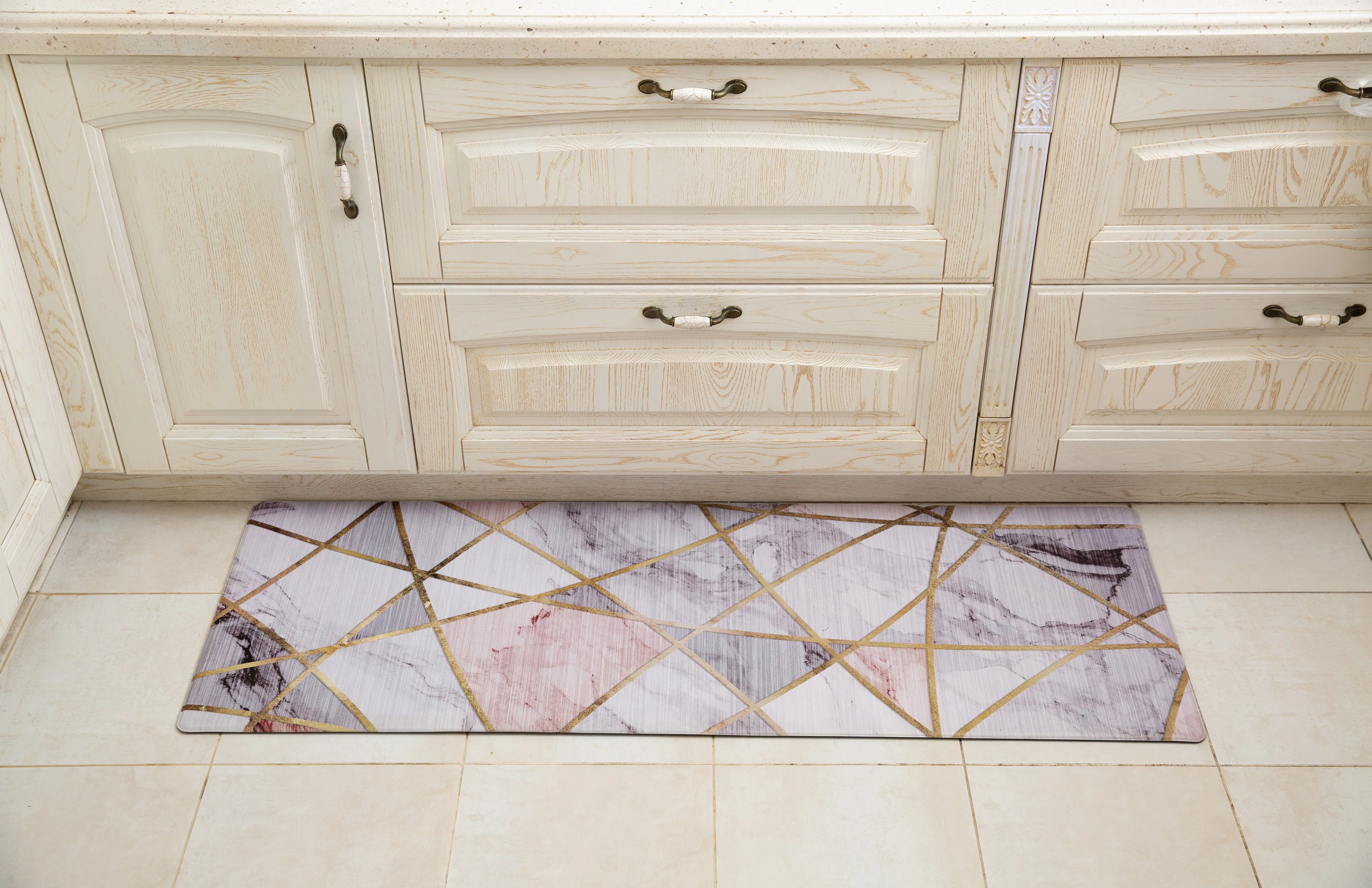 19.6 in. x 55 in. Anti-Fatigue Kitchen Runner Mat (Gold Marble) - Image 2