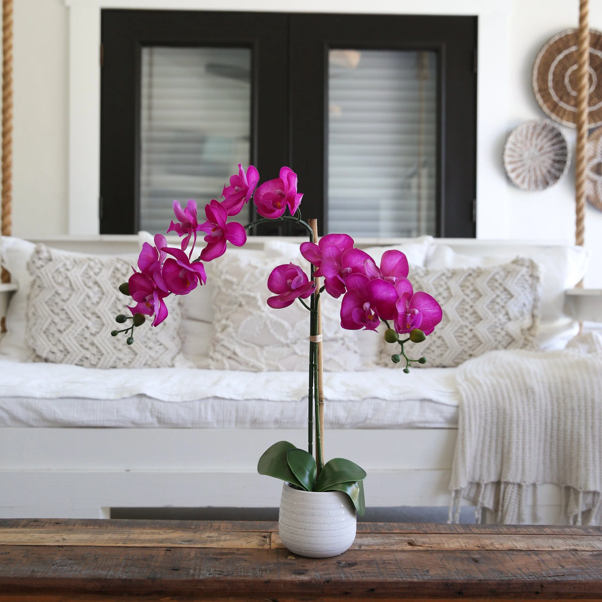 19” Artificial Purple Orchid with Decorative Vase - Image 2