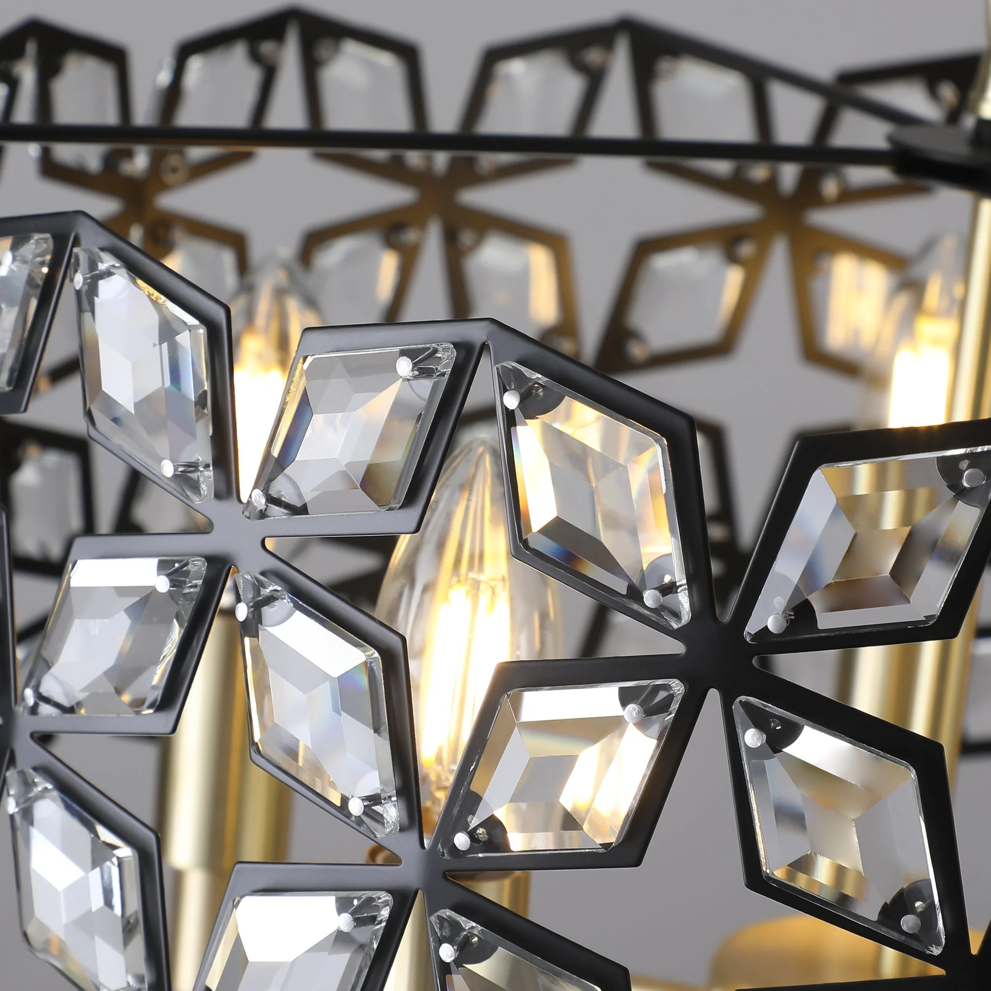 19' Geometric Crystal and BlackGold Round Pendant Chandelier - Image 12