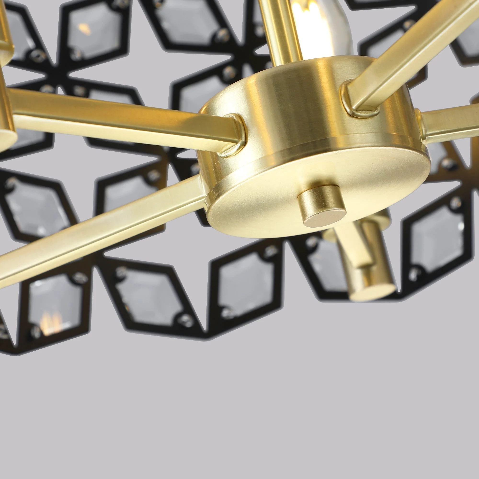 19' Geometric Crystal and BlackGold Round Pendant Chandelier - Image 13
