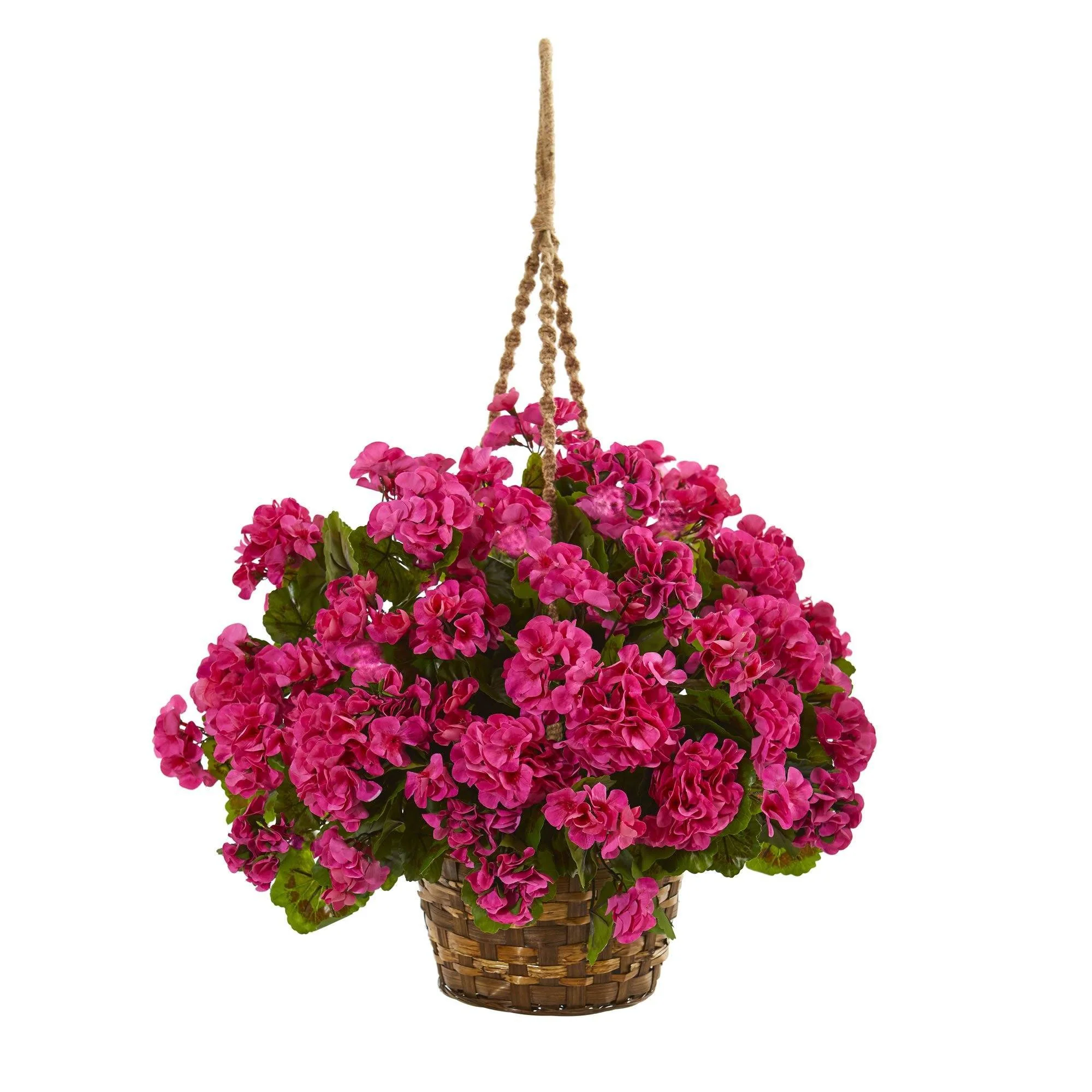 19” Geranium Hanging Basket Artificial Plant UV Resistant (Indoor/Outdoor) - Image 3