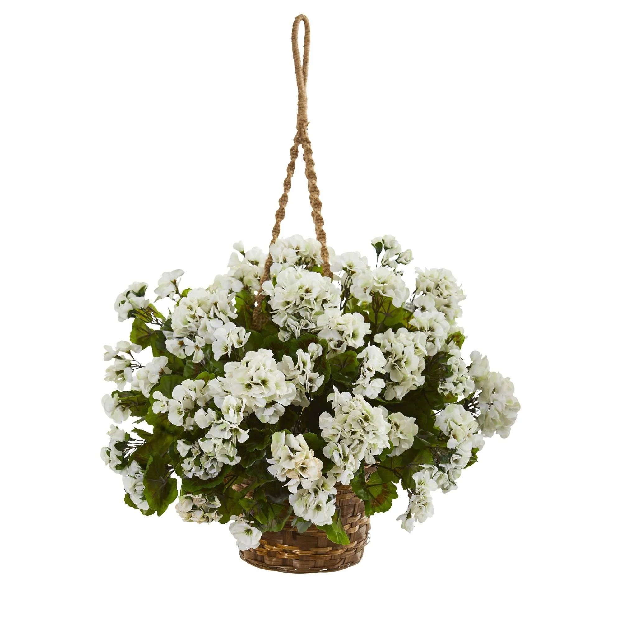 19” Geranium Hanging Basket Artificial Plant UV Resistant (Indoor/Outdoor) - Image 4