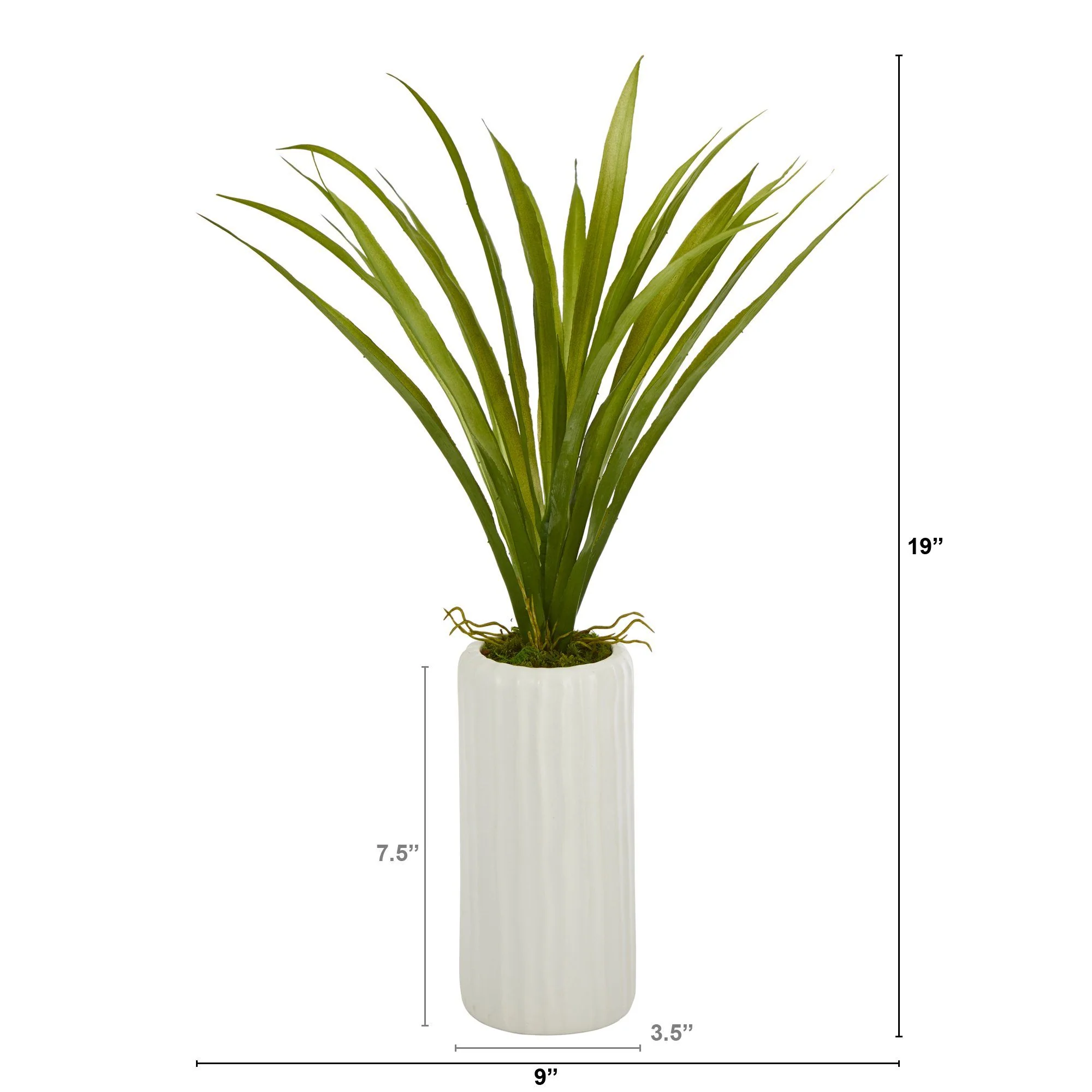 19” Grass Artificial Plant in White Planter - Image 2