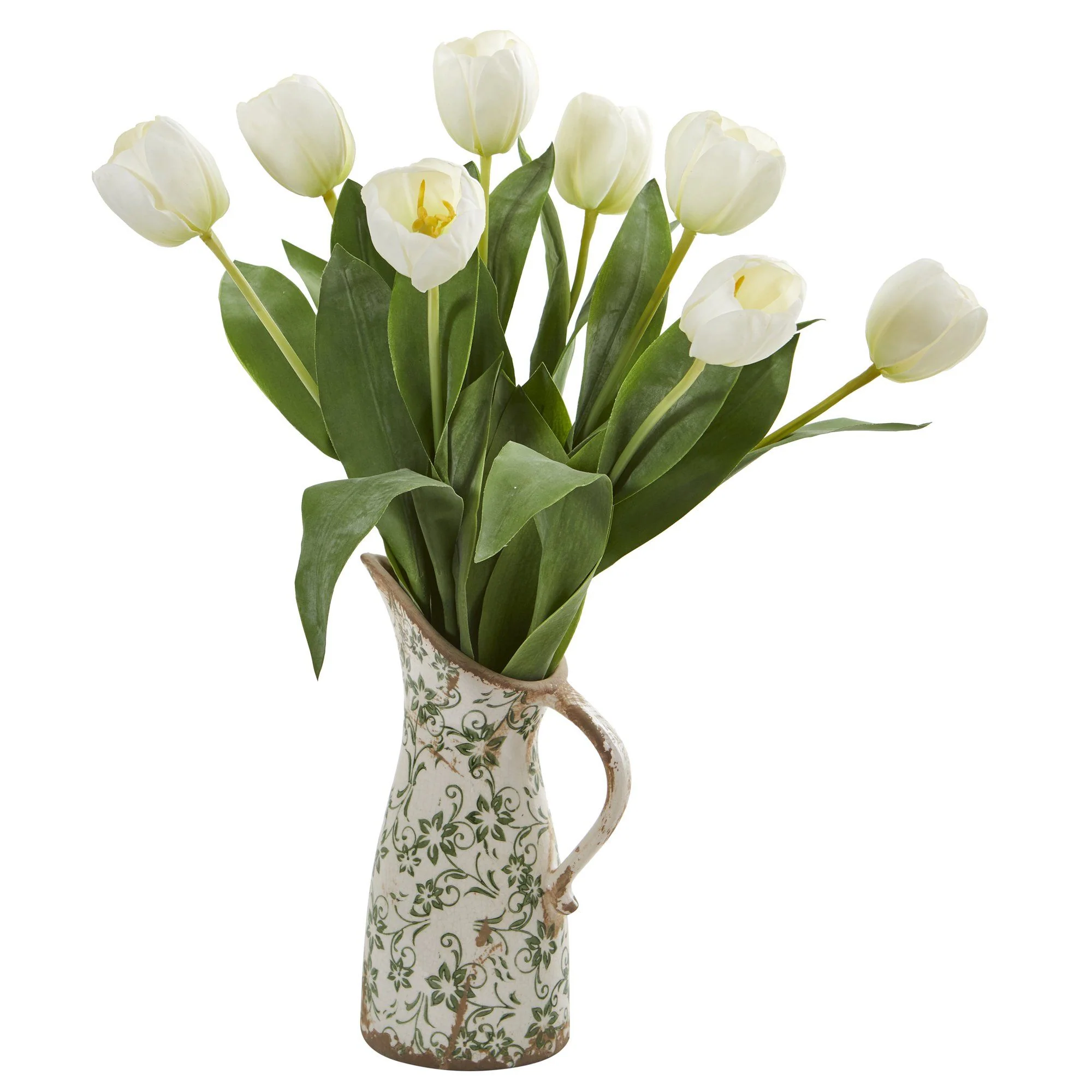 19” Tulip Artificial Arrangement in Floral Pitcher - Image 2