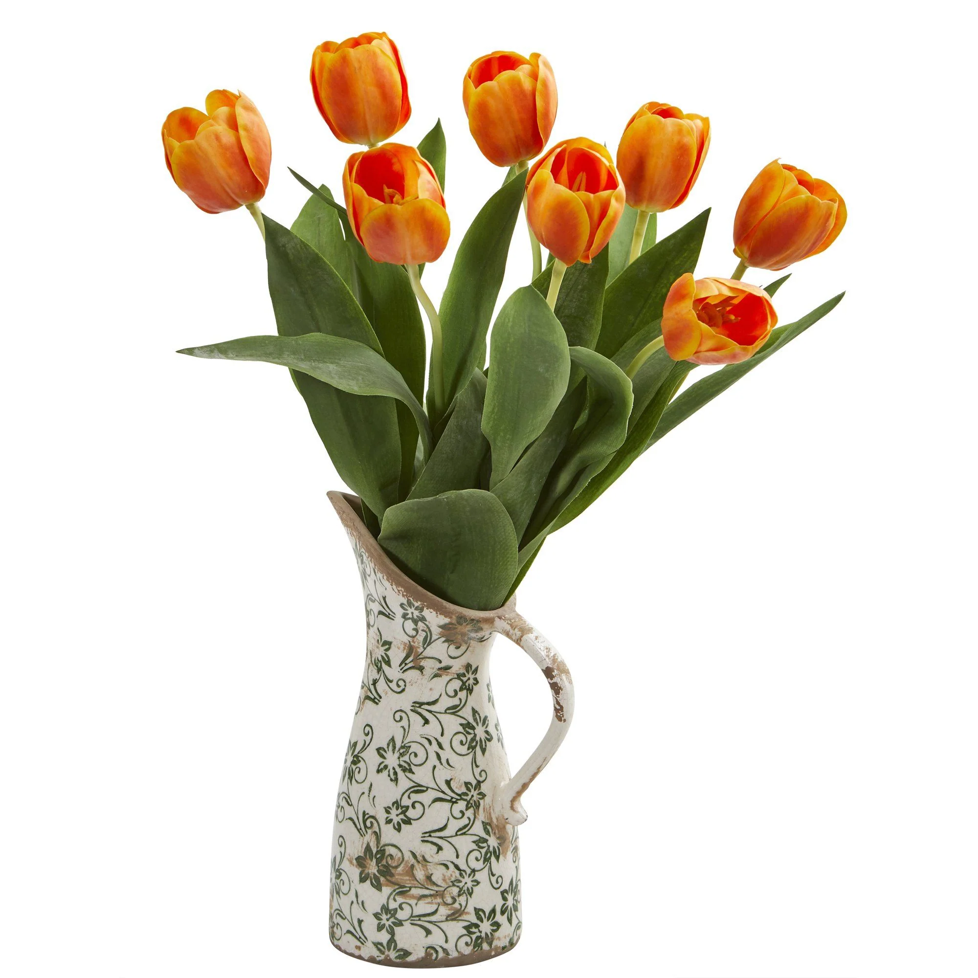 19” Tulip Artificial Arrangement in Floral Pitcher - Image 3