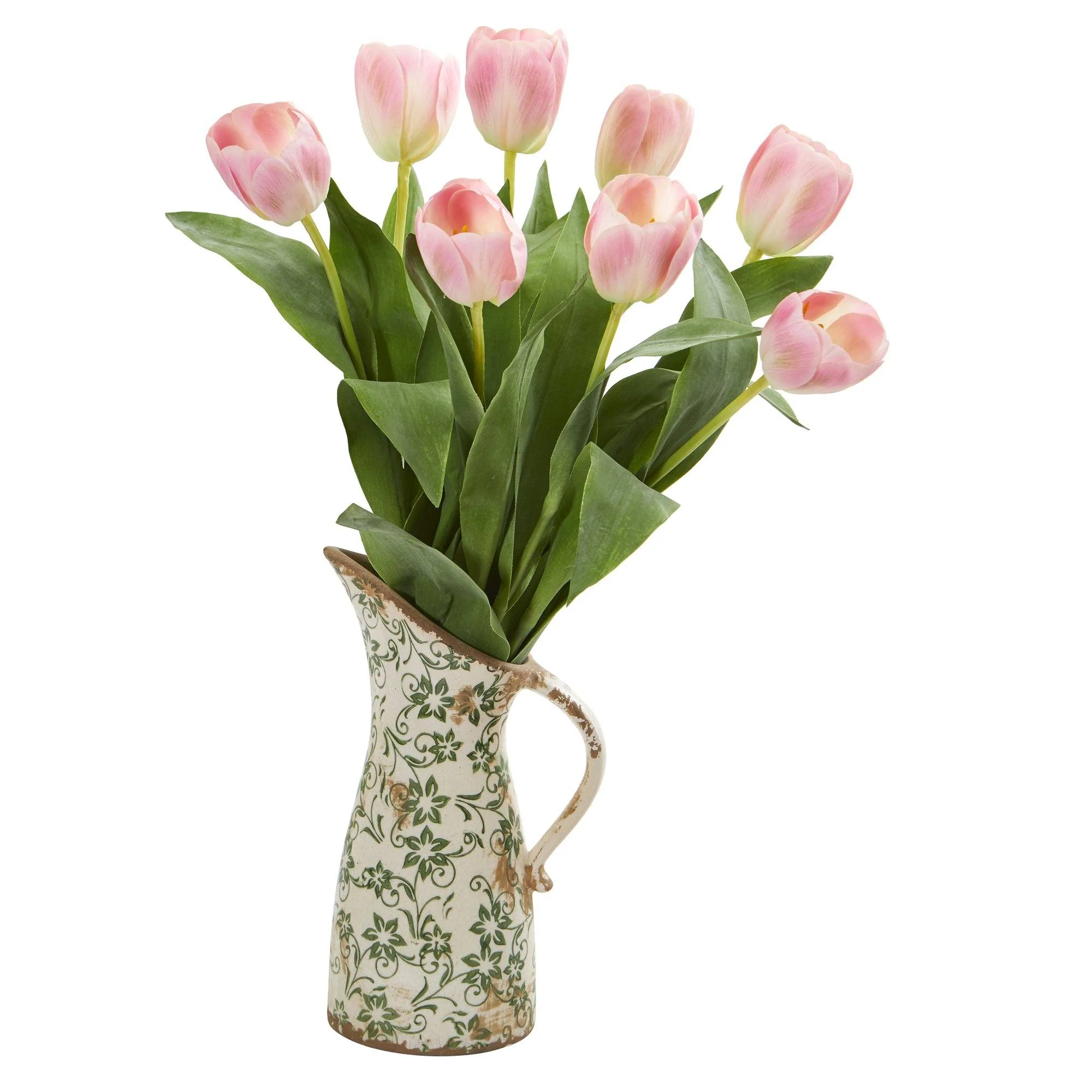 19” Tulip Artificial Arrangement in Floral Pitcher - Image 7