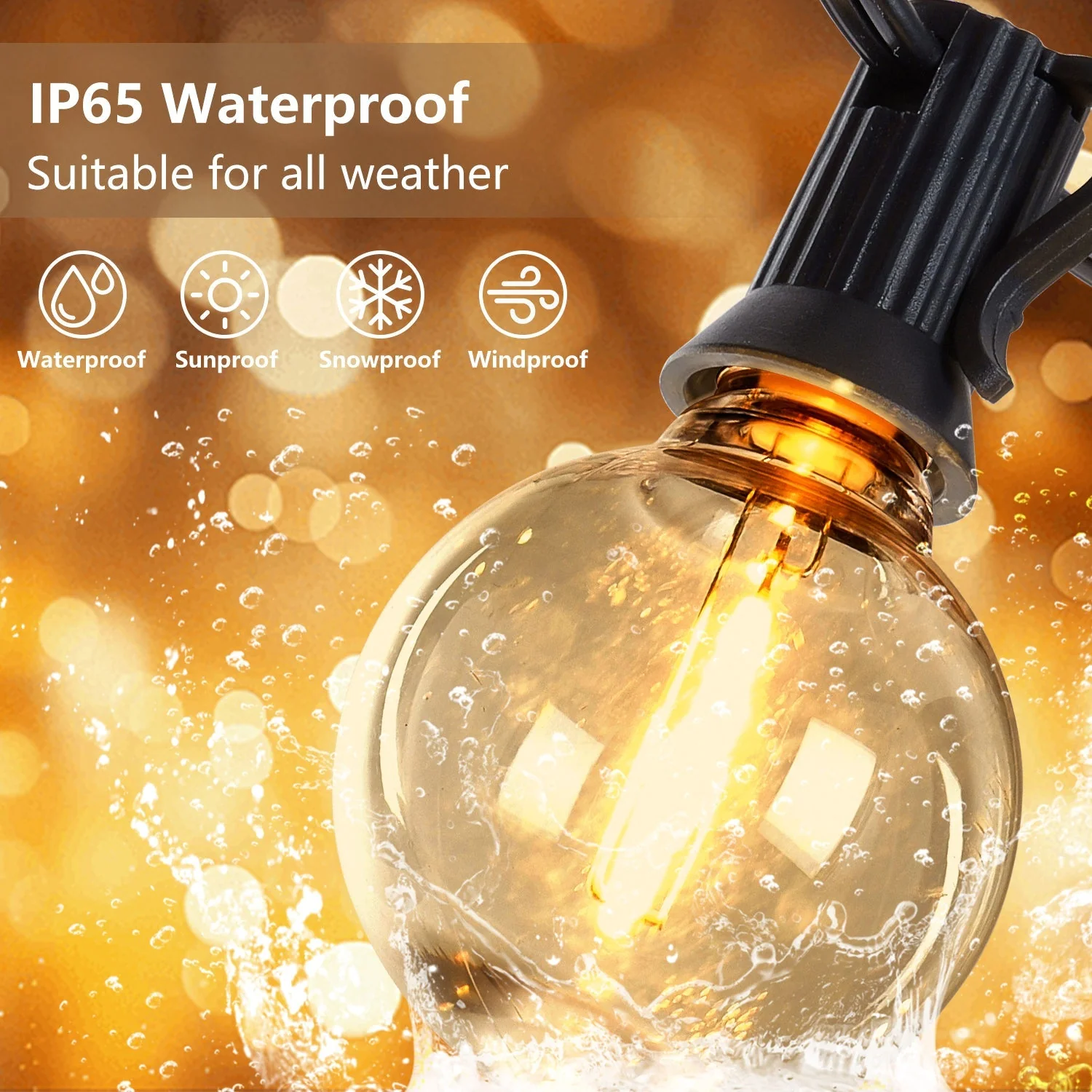 197FT LED Outdoor String Lights with 100 Shatterproof Bulbs - Image 8