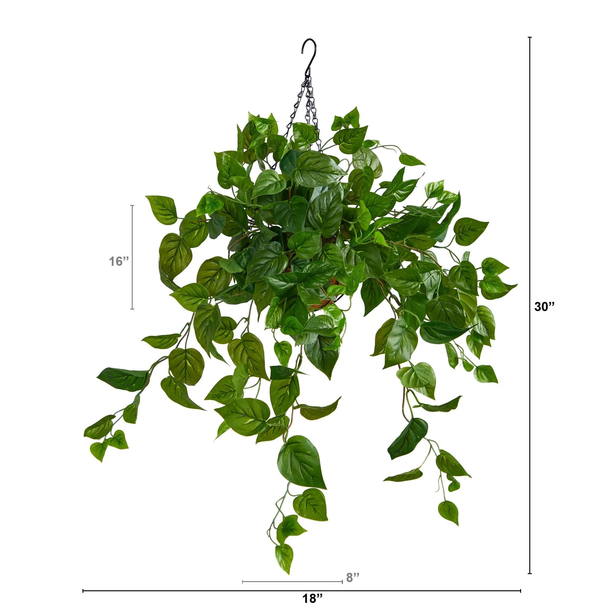 2.5’ Philodendron Artificial Plant in Hanging Basket - Image 2