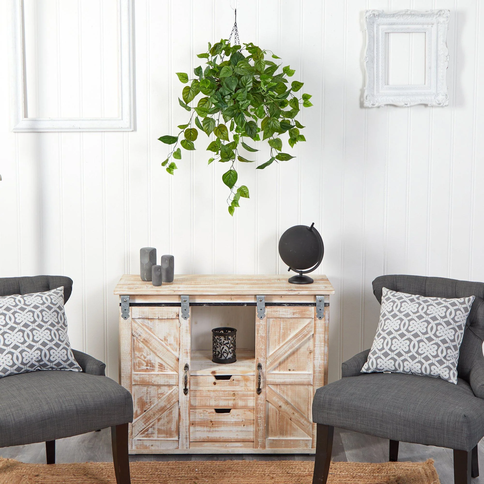 2.5’ Philodendron Artificial Plant in Hanging Basket - Image 4