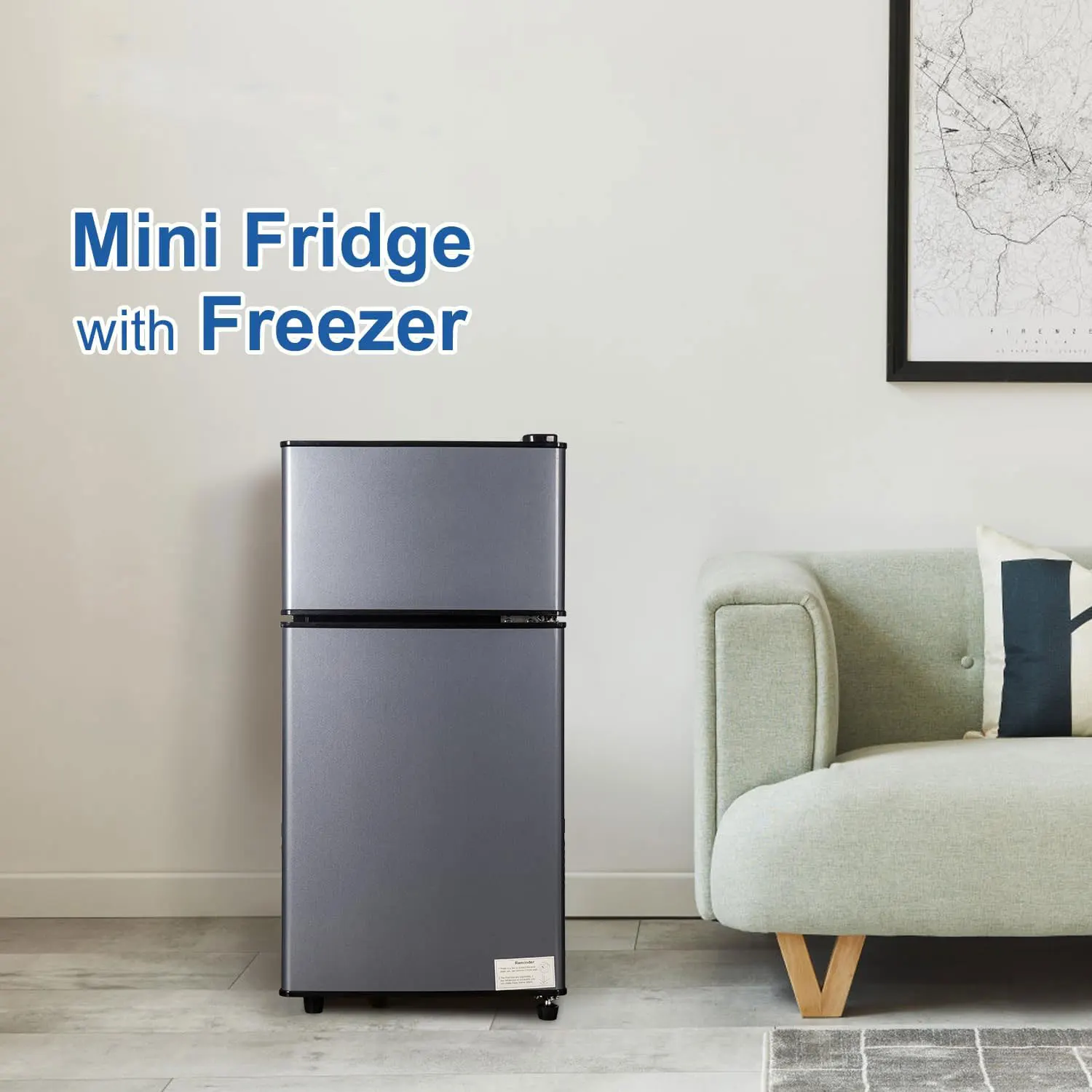 2.9 Cu.Ft Mini Fridge with Freezer Small Energy-Saving Double Door Refrigerator - Image 2