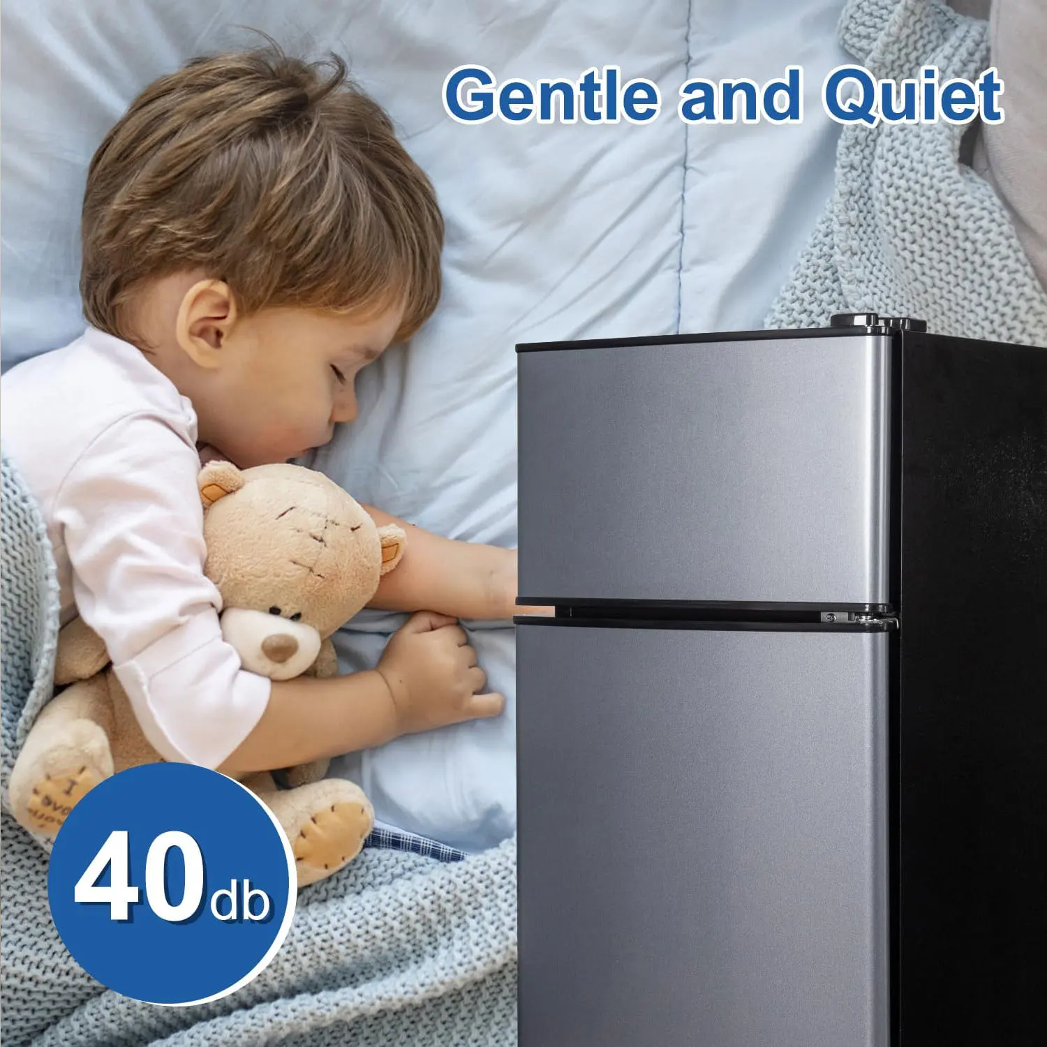 2.9 Cu.Ft Mini Fridge with Freezer Small Energy-Saving Double Door Refrigerator - Image 3