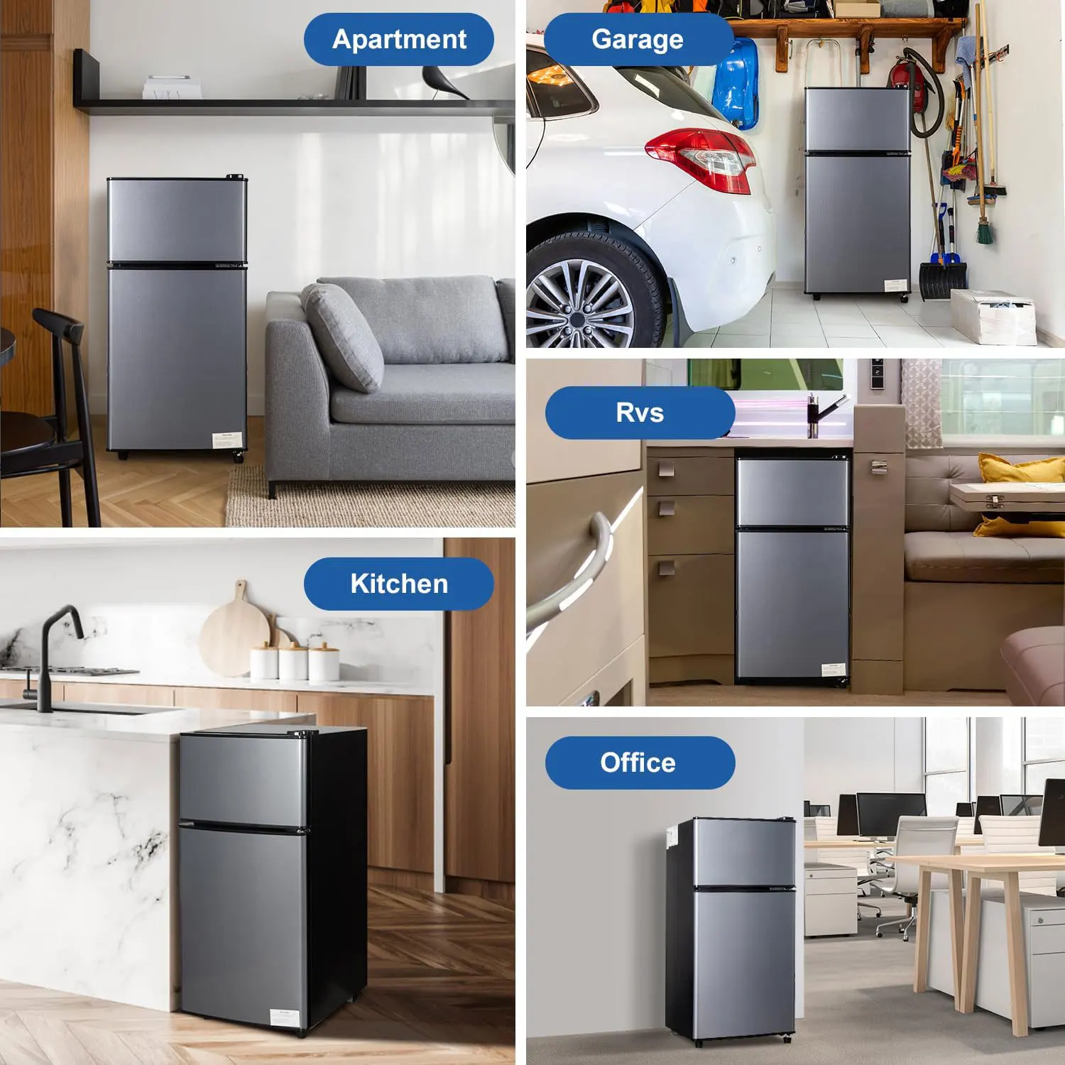 2.9 Cu.Ft Mini Fridge with Freezer Small Energy-Saving Double Door Refrigerator - Image 5