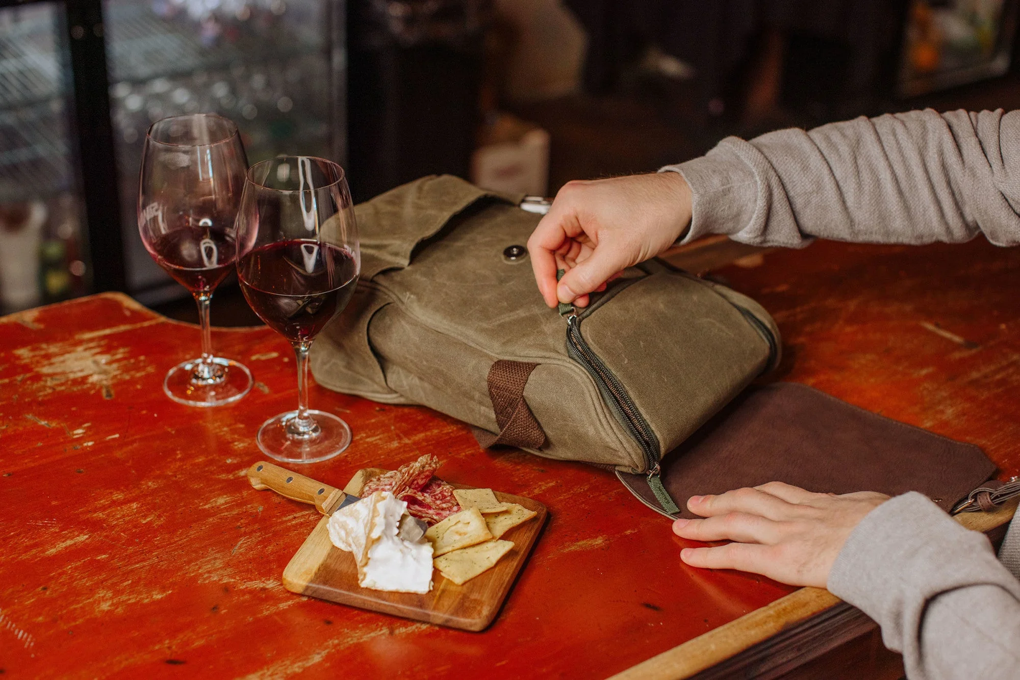 2 Bottle Insulated Wine & Cheese Cooler Tote - Image 4