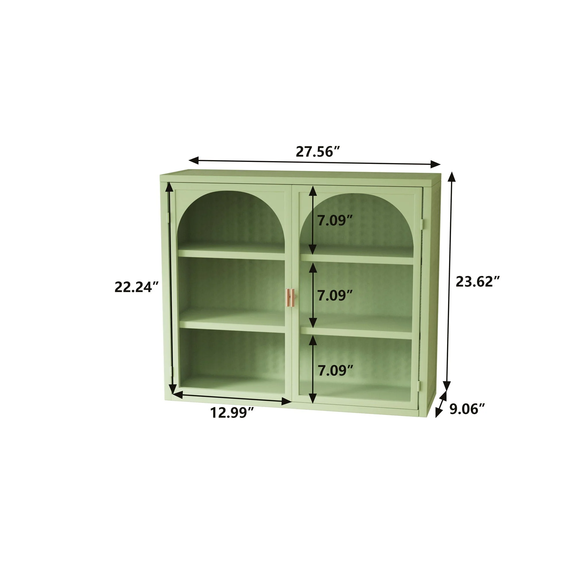2 Door Wall Cabinet With 3 Tier Storage - Green - Image 4