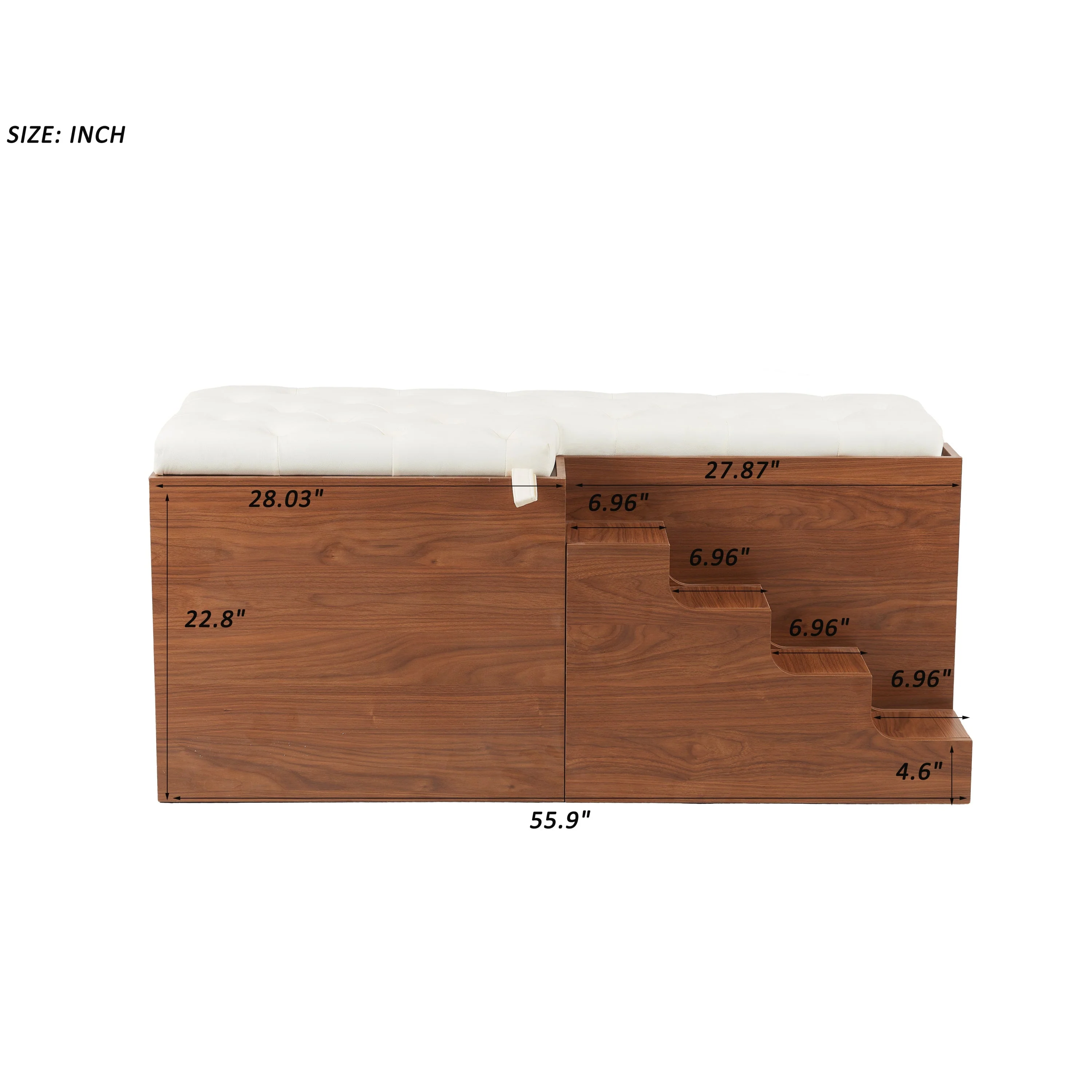 2 in 1 Dog Crate with Padded Seat Walnut 56'L Furniture Style - Image 3