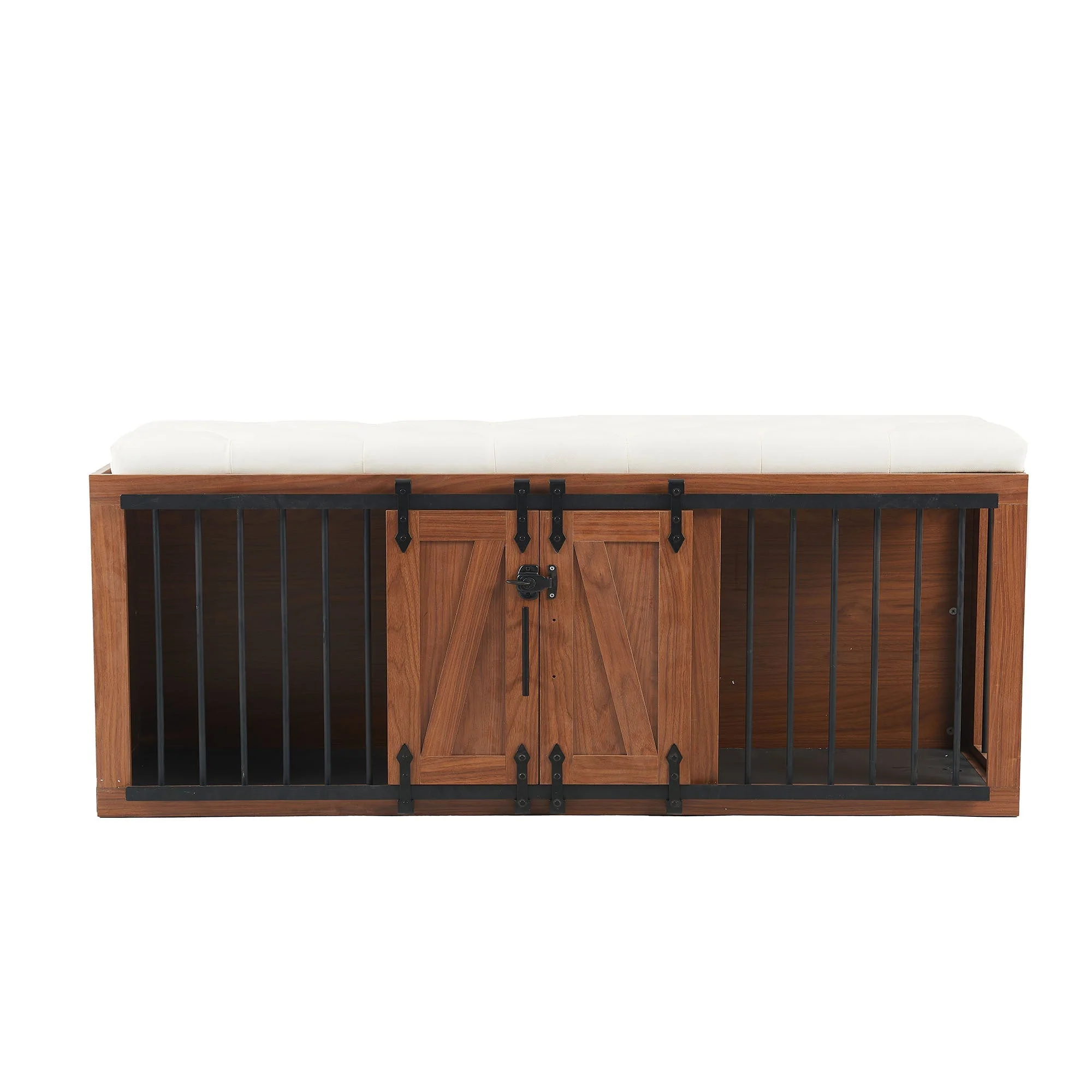 2 in 1 Dog Crate with Padded Seat Walnut 56'L Furniture Style - Image 7