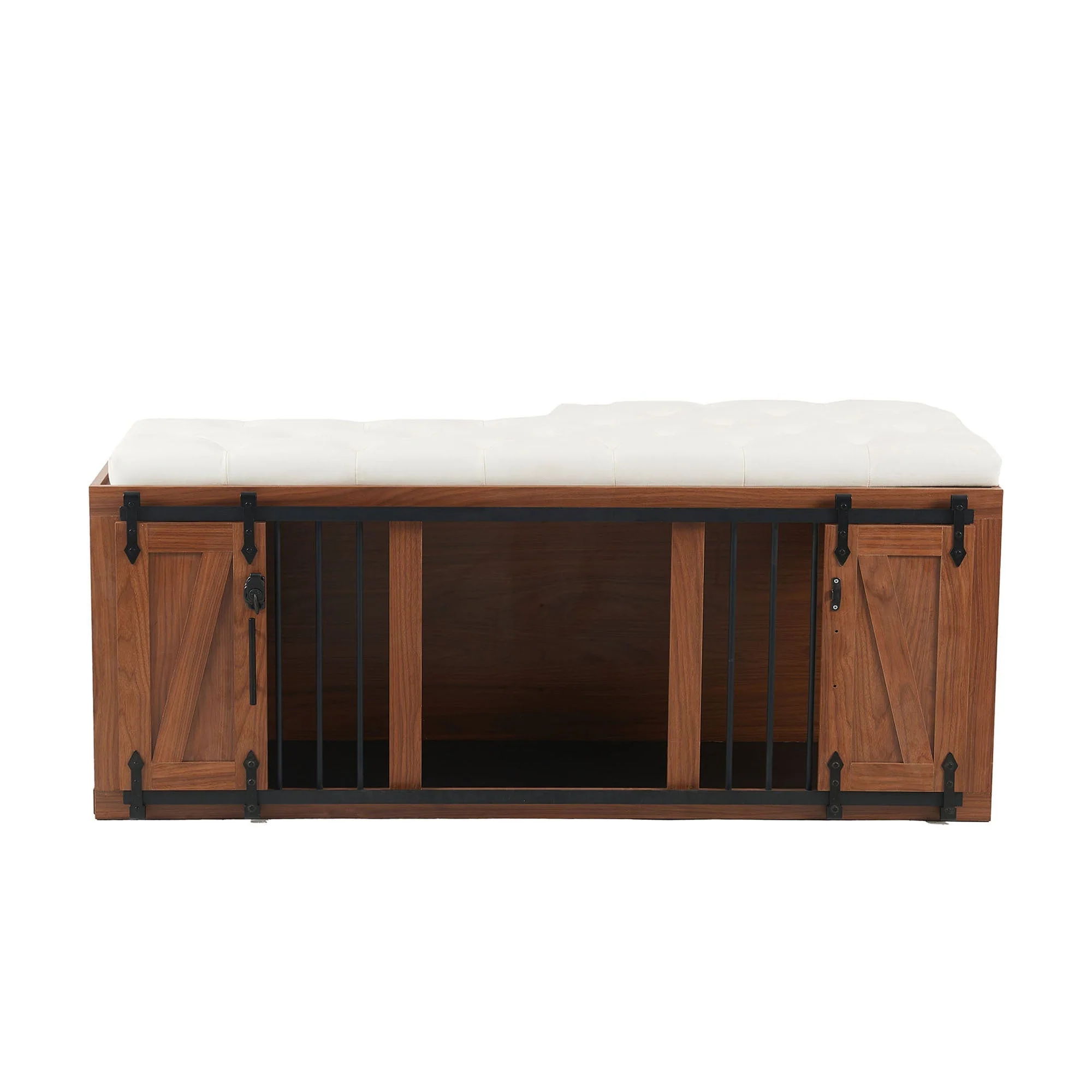 2 in 1 Dog Crate with Padded Seat Walnut 56'L Furniture Style - Image 8