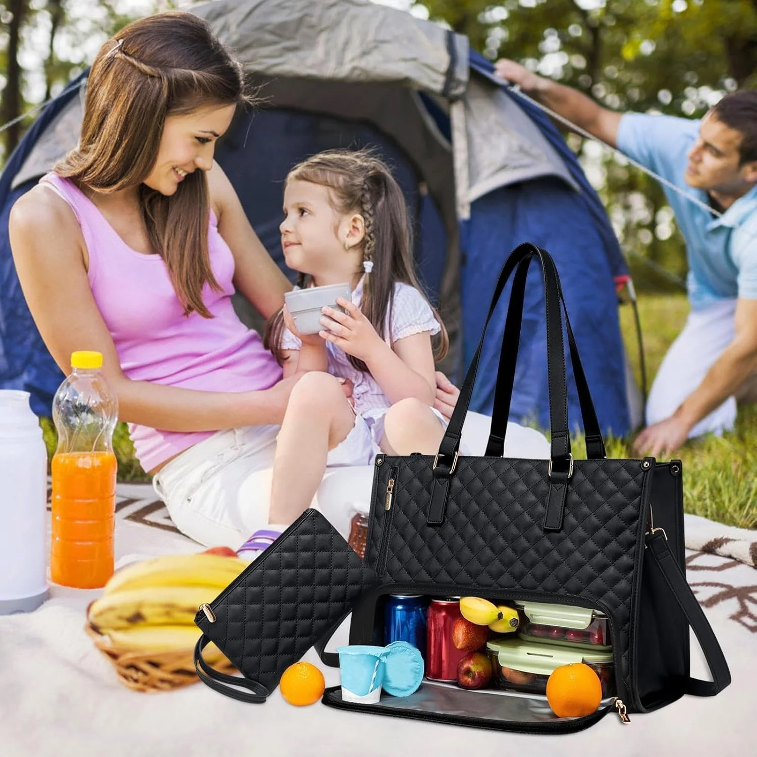 2 in 1 Insulated Lunch Tote with Laptop Compartment 15 Inch Work Bag - Image 2