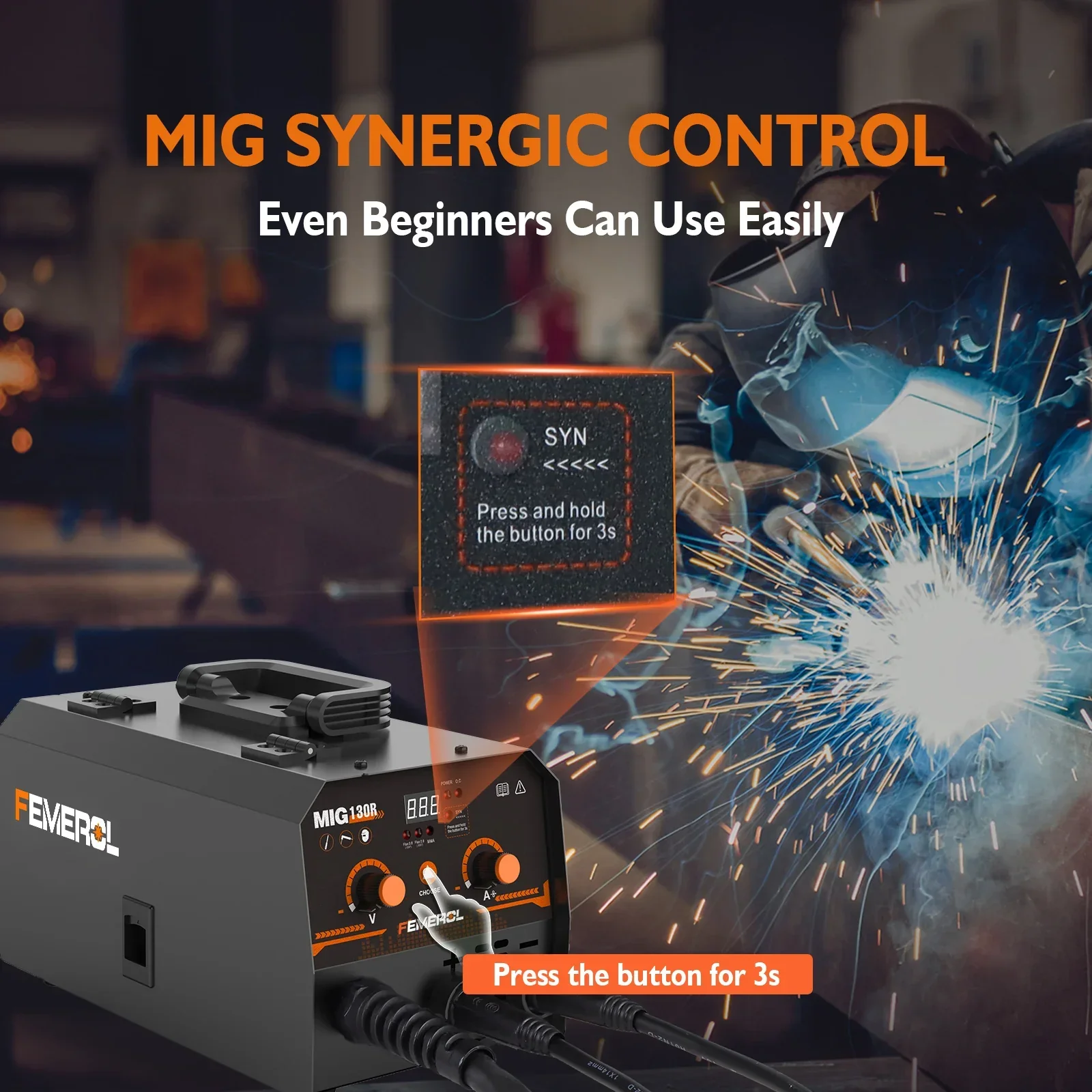 2-in-1 MIG Welder 130A Gasless Flux Core ARC IGBT Welding Machine for Home DIY - Image 3