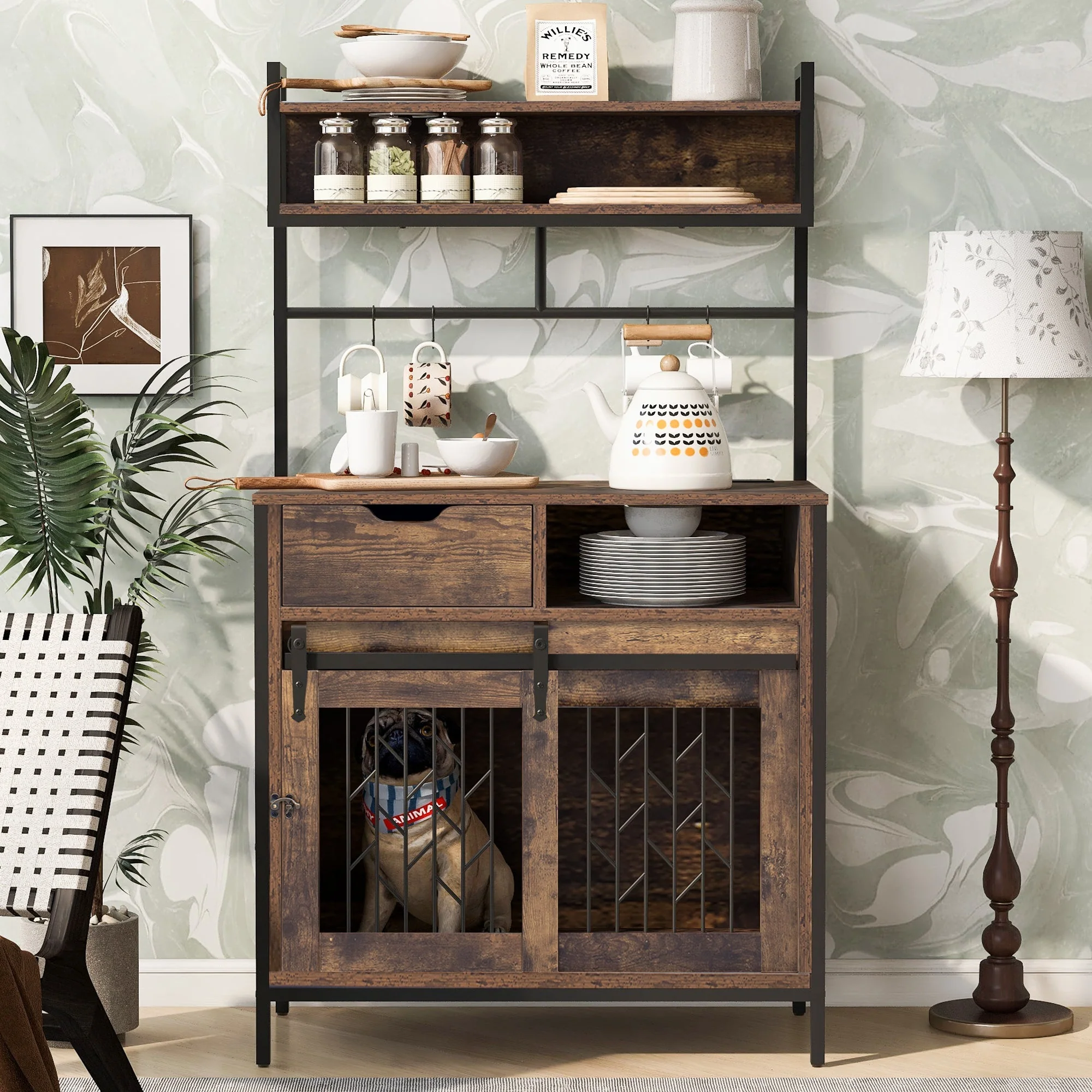 2 in 1 Pet Friendly Dog Crate Composite Desk Hutch - Image 16