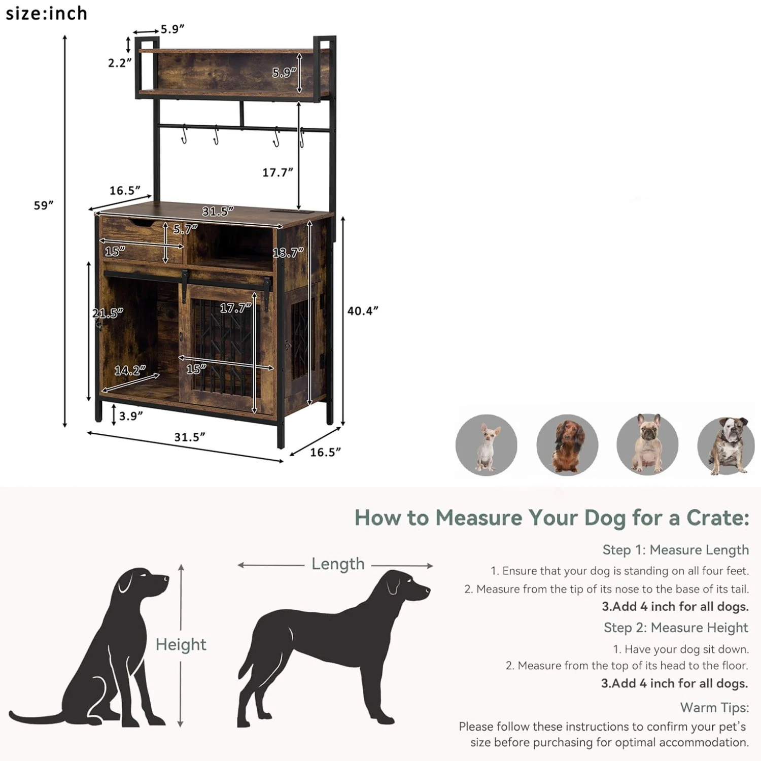 2 in 1 Pet Friendly Dog Crate Composite Desk Hutch - Image 3