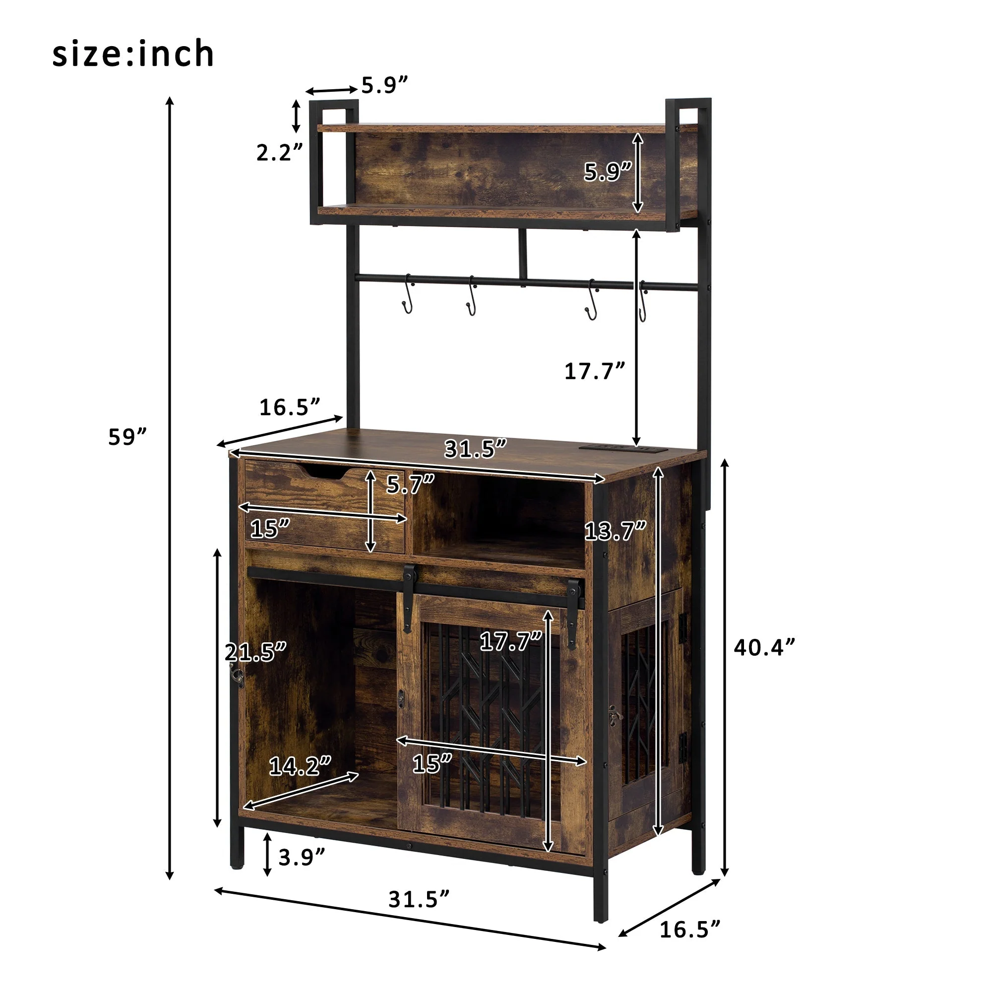2 in 1 Pet Friendly Dog Crate Composite Desk Hutch - Image 5