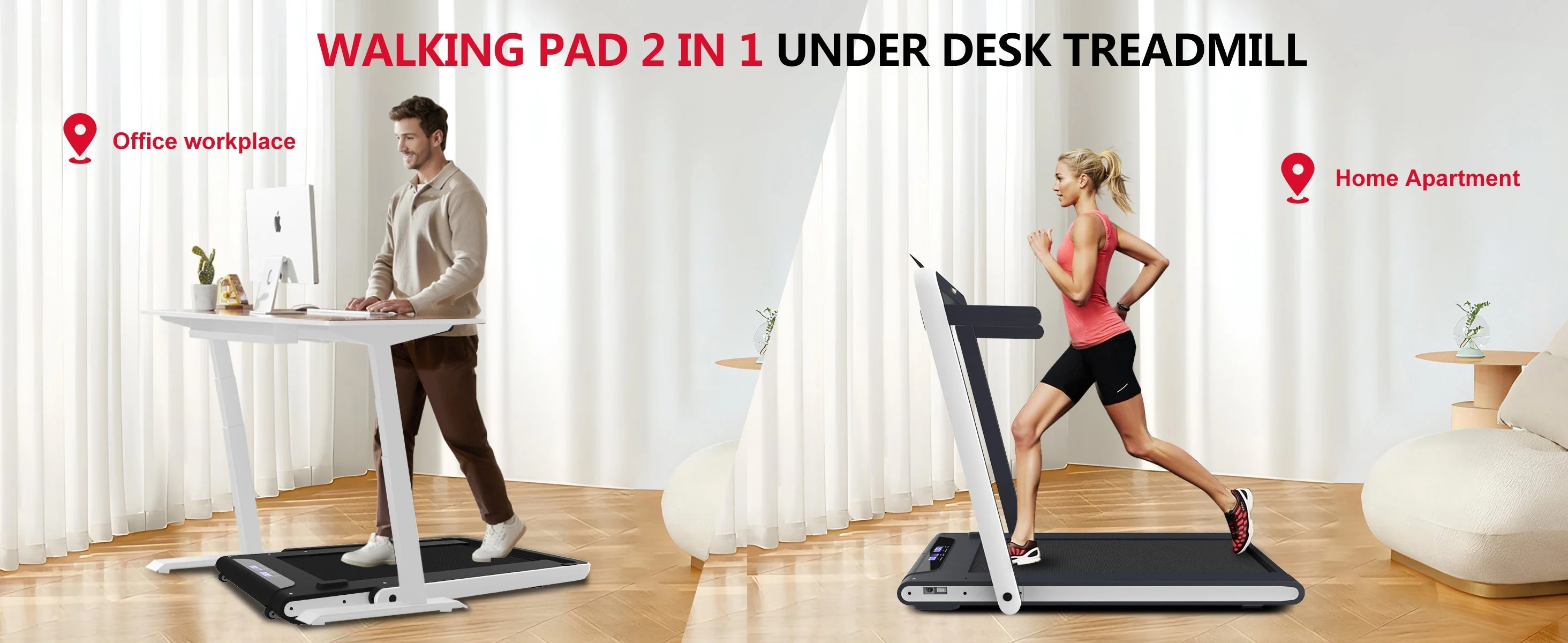 2 in 1 Under Desk Treadmill 2.5HP Folding Electric Machine - Image 11