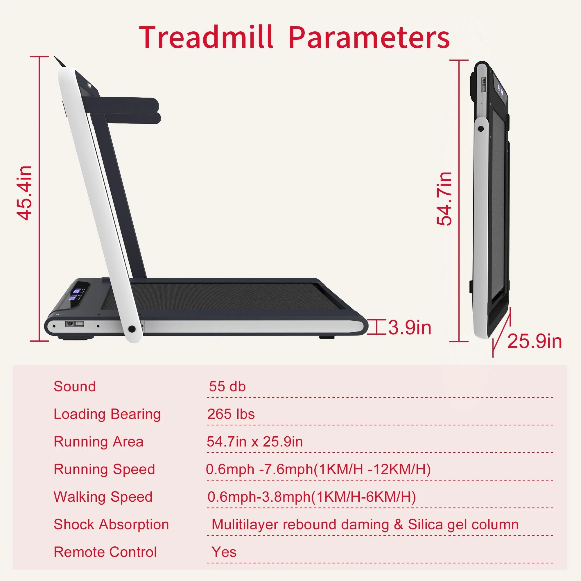 2 in 1 Under Desk Treadmill 2.5HP Folding Electric Machine - Image 3