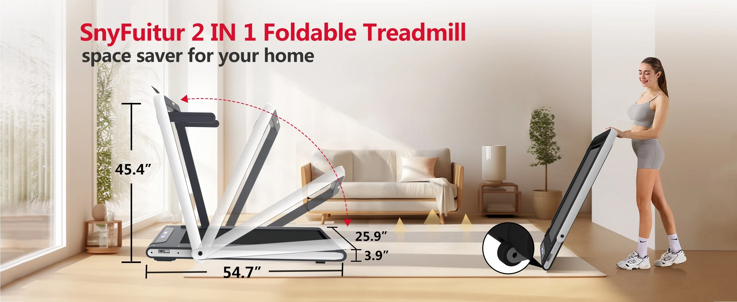2 in 1 Under Desk Treadmill 2.5HP Folding Electric Machine - Image 5